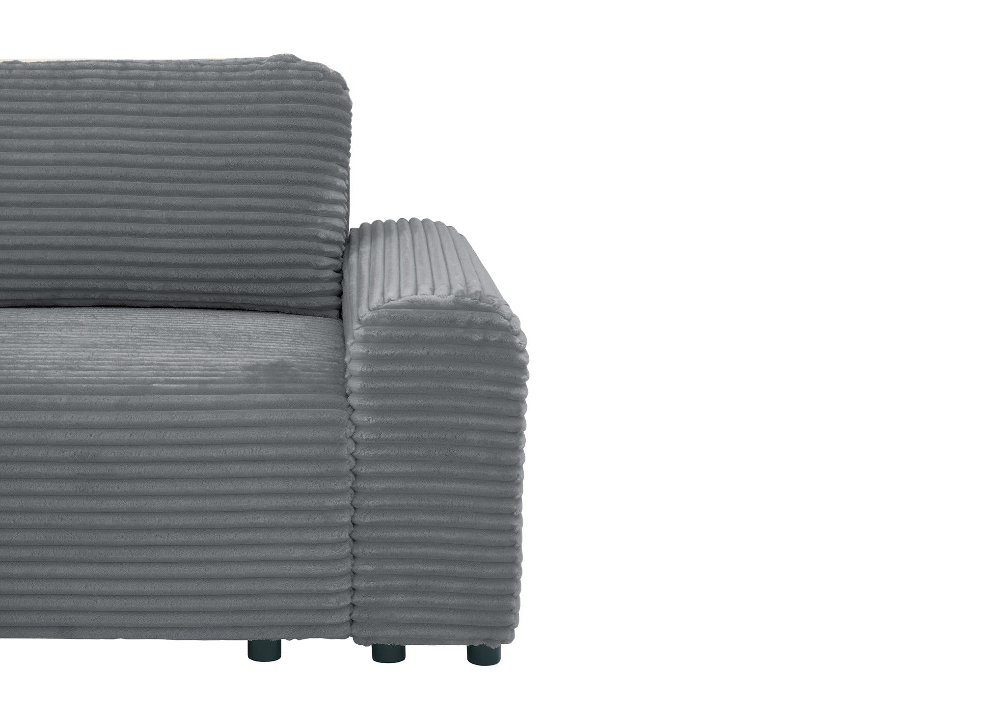 Sofá cama esquinero izquierdo BALI con almacenaje en pana gruesa gris oscuro - Esquinero izquierdo