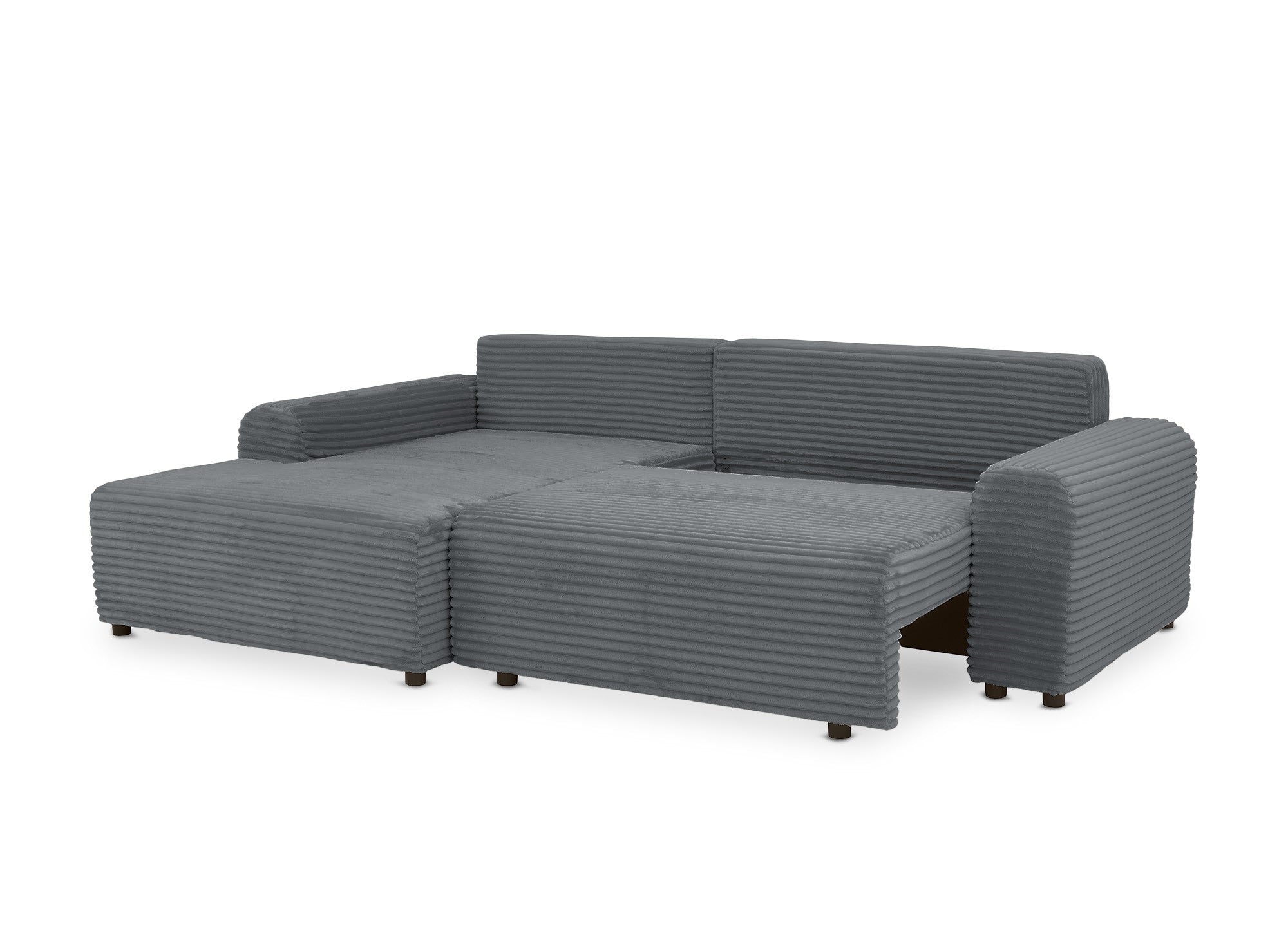 Sofá cama esquinero izquierdo BALI con almacenaje en pana gruesa gris oscuro - Esquinero izquierdo