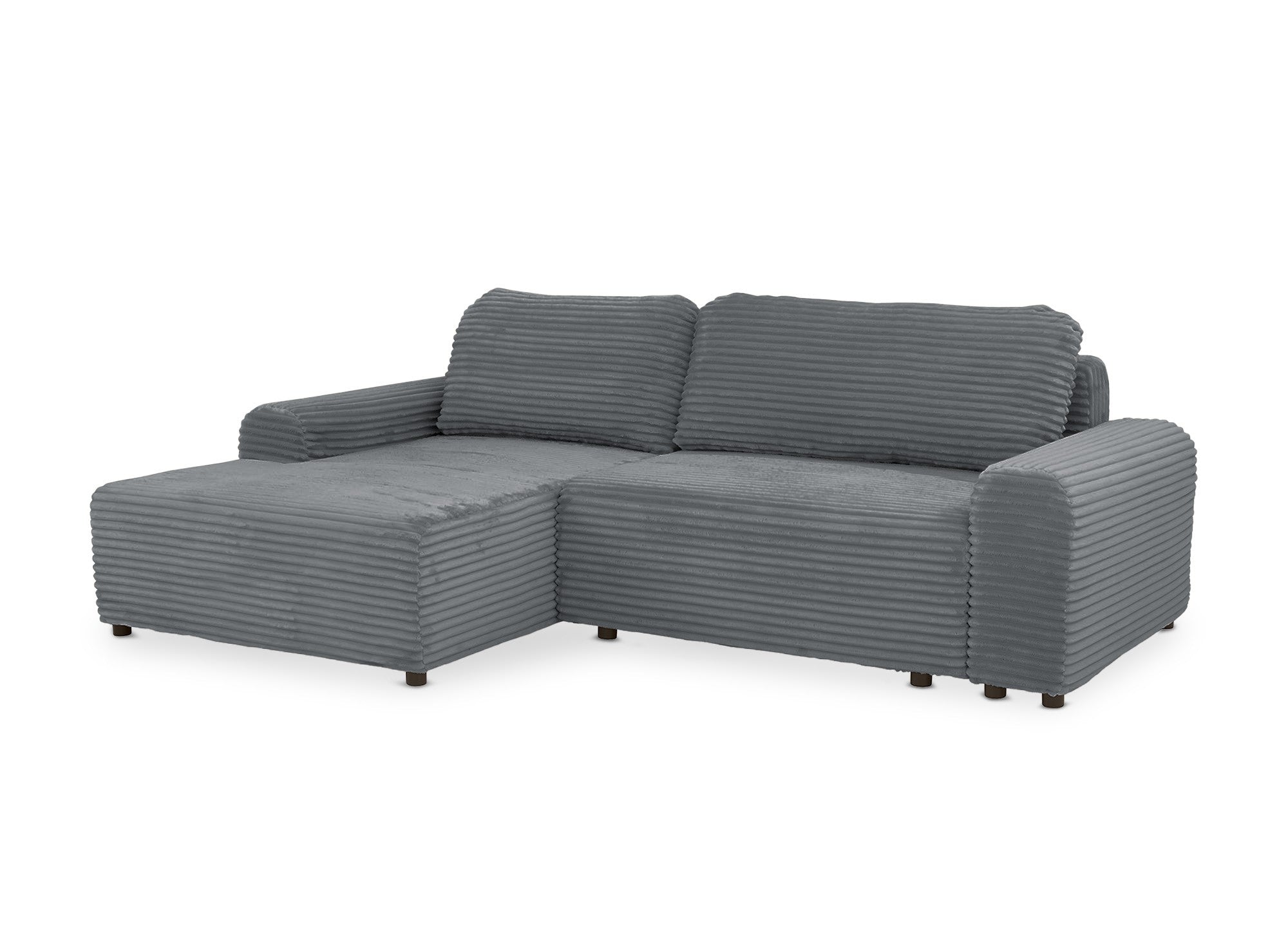 Sofá cama esquinero izquierdo BALI con almacenaje en pana gruesa gris oscuro - Esquinero izquierdo