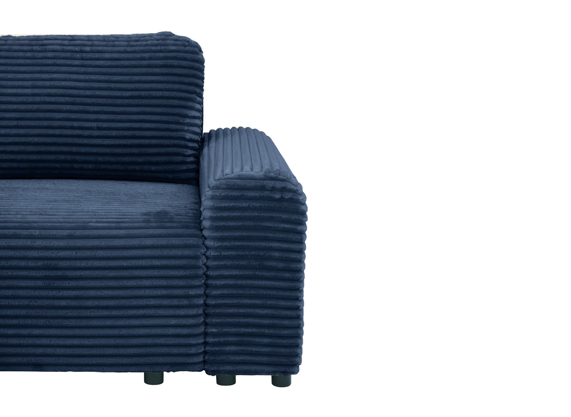 Sofá cama esquinero izquierdo BALI con almacenaje en pana azul oscuro gruesa - Esquinero izquierdo