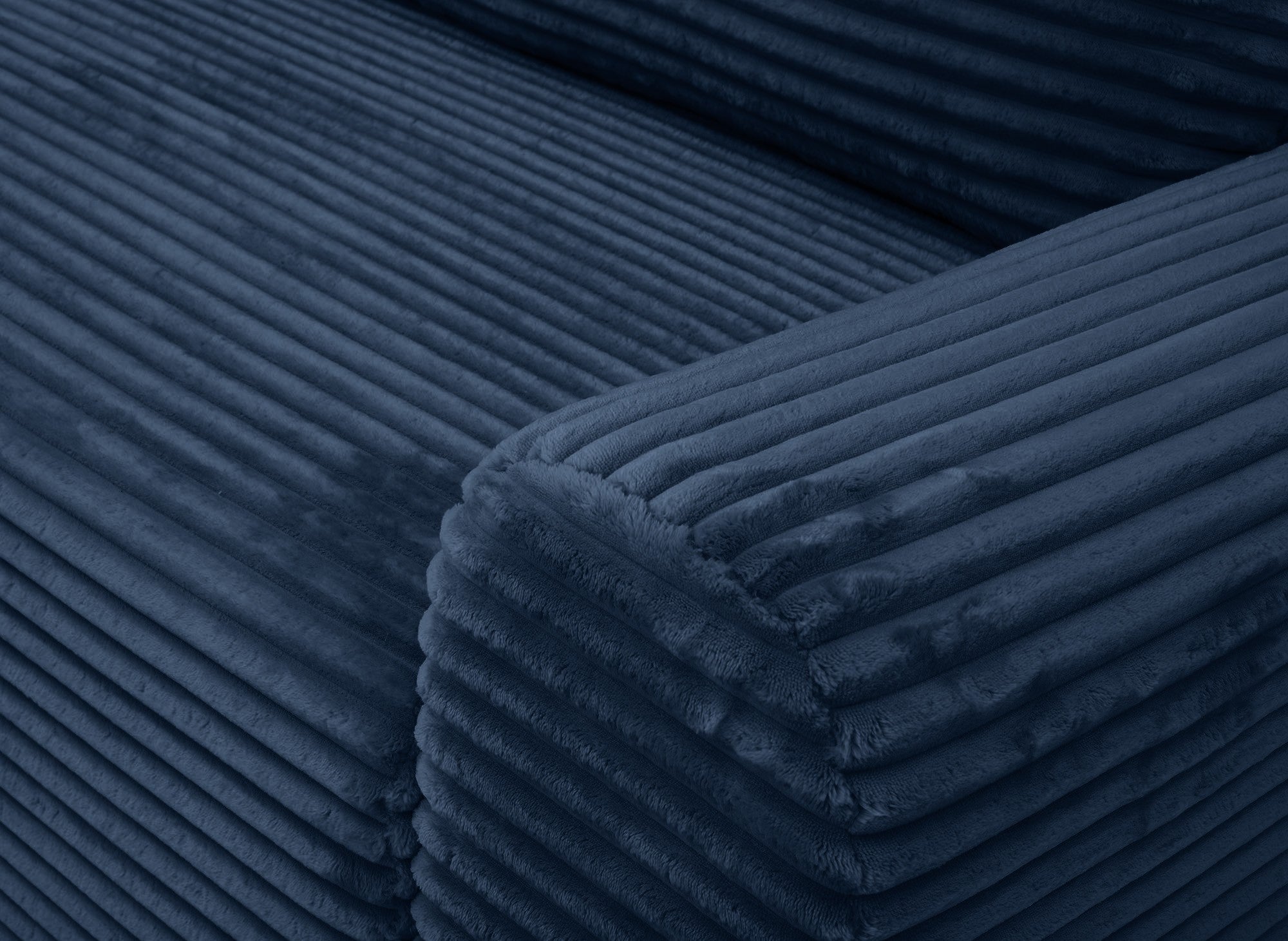 Sofá cama esquinero izquierdo BALI con almacenaje en pana azul oscuro gruesa - Esquinero izquierdo