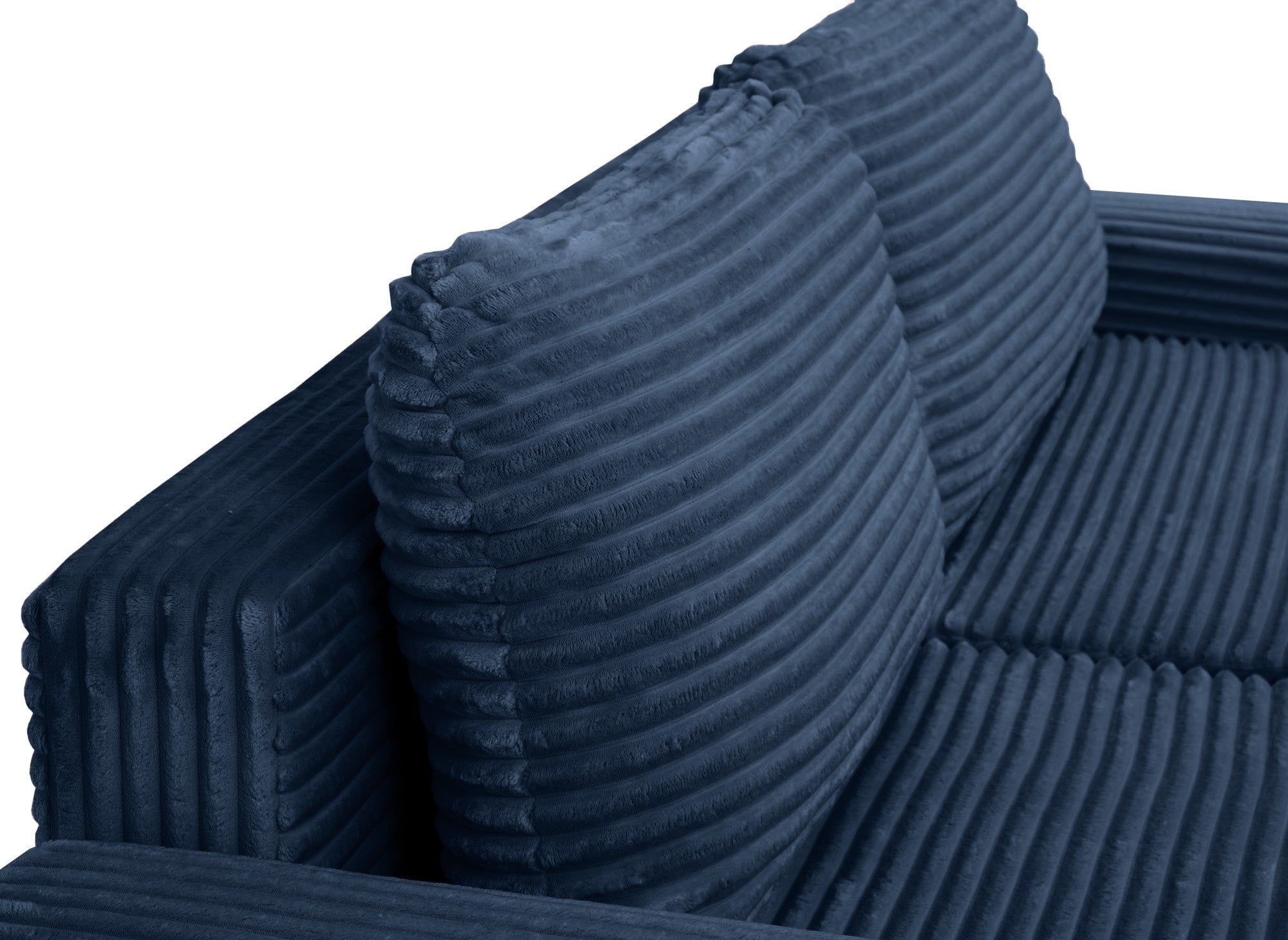 Sofá cama esquinero izquierdo BALI con almacenaje en pana azul oscuro gruesa - Esquinero izquierdo