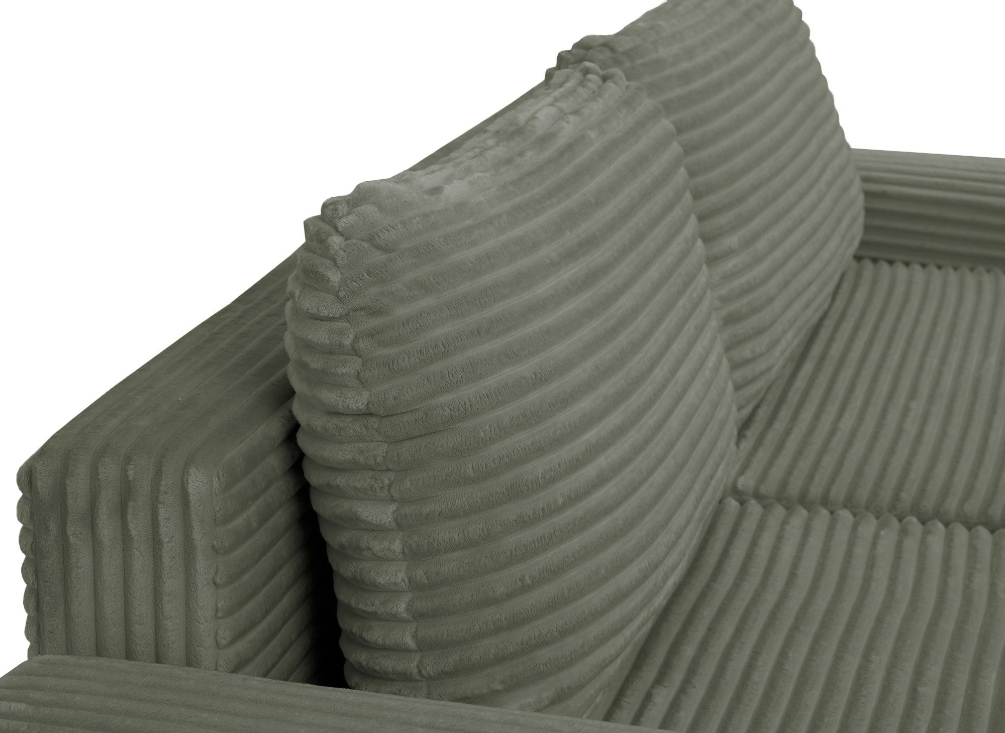 Sofá cama esquinero izquierdo BALI con almacenaje en pana gruesa verde caqui - Esquinero izquierdo