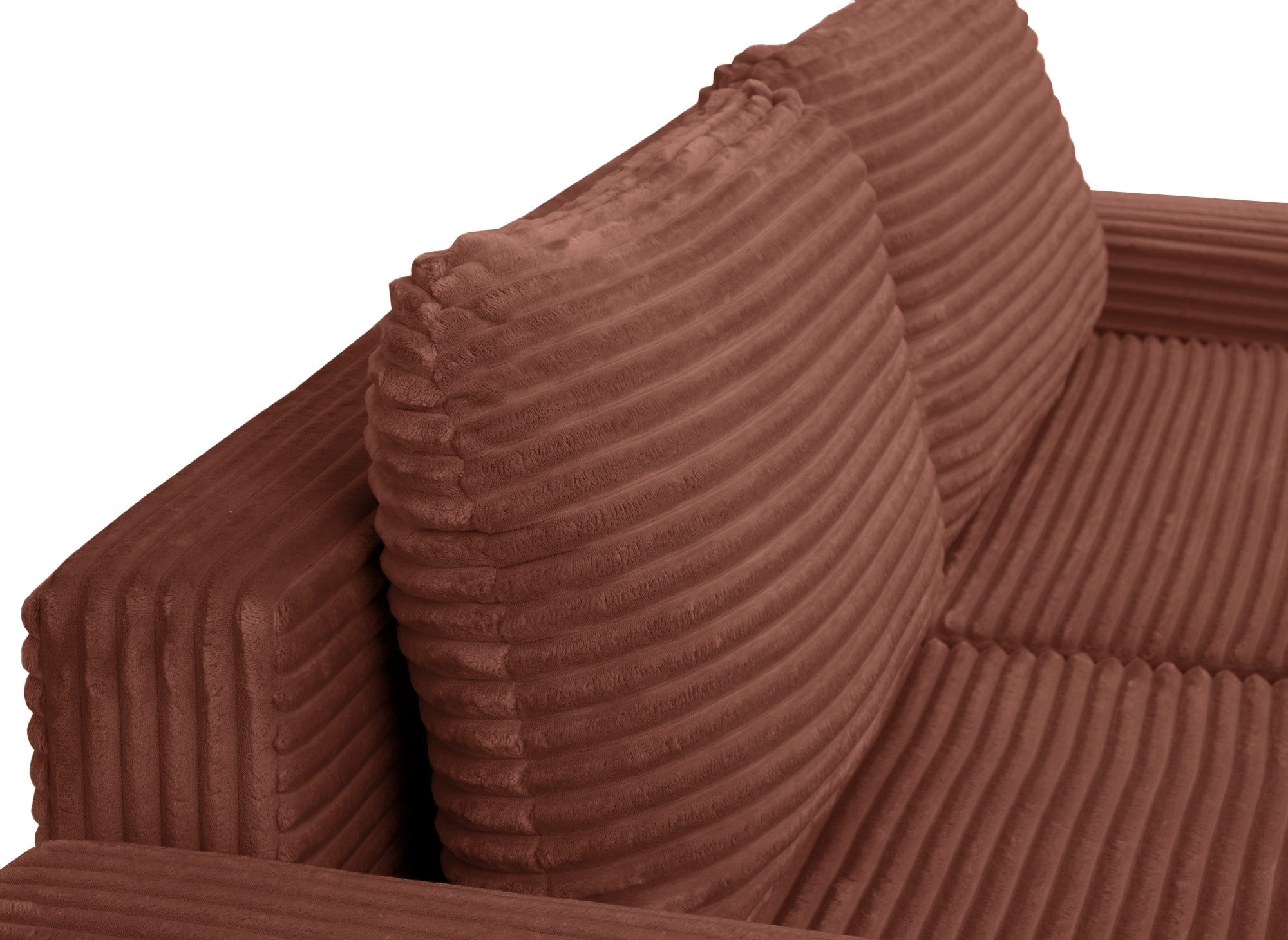 Sofá cama esquinero izquierdo BALI con almacenaje en pana gruesa color terracota - Esquinero izquierdo