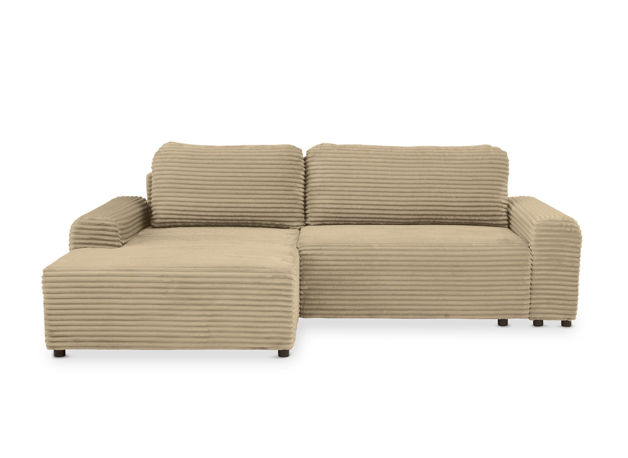 Sofá cama esquinero izquierdo BALI con almacenaje en pana gruesa color topo - Esquinero izquierdo