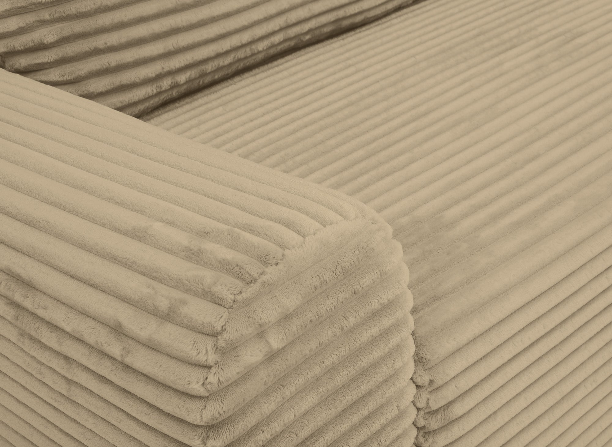 Sofá cama esquinero derecho BALI con almacenaje en pana gruesa color topo - Esquinero derecho