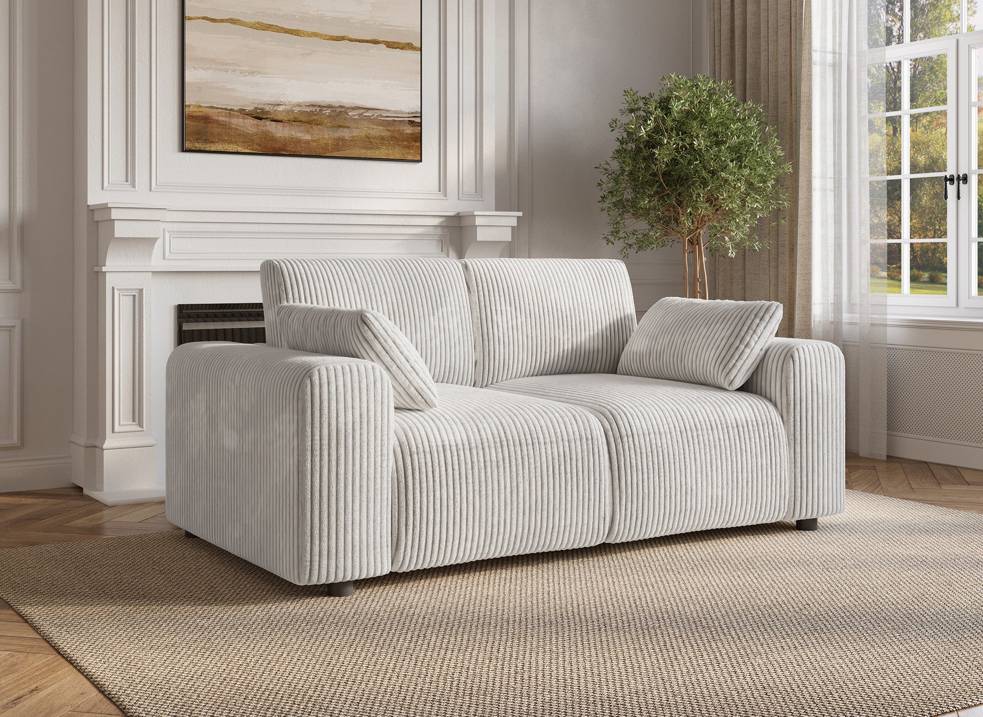 Sofá INAM de 2 plazas en pana gruesa color beige