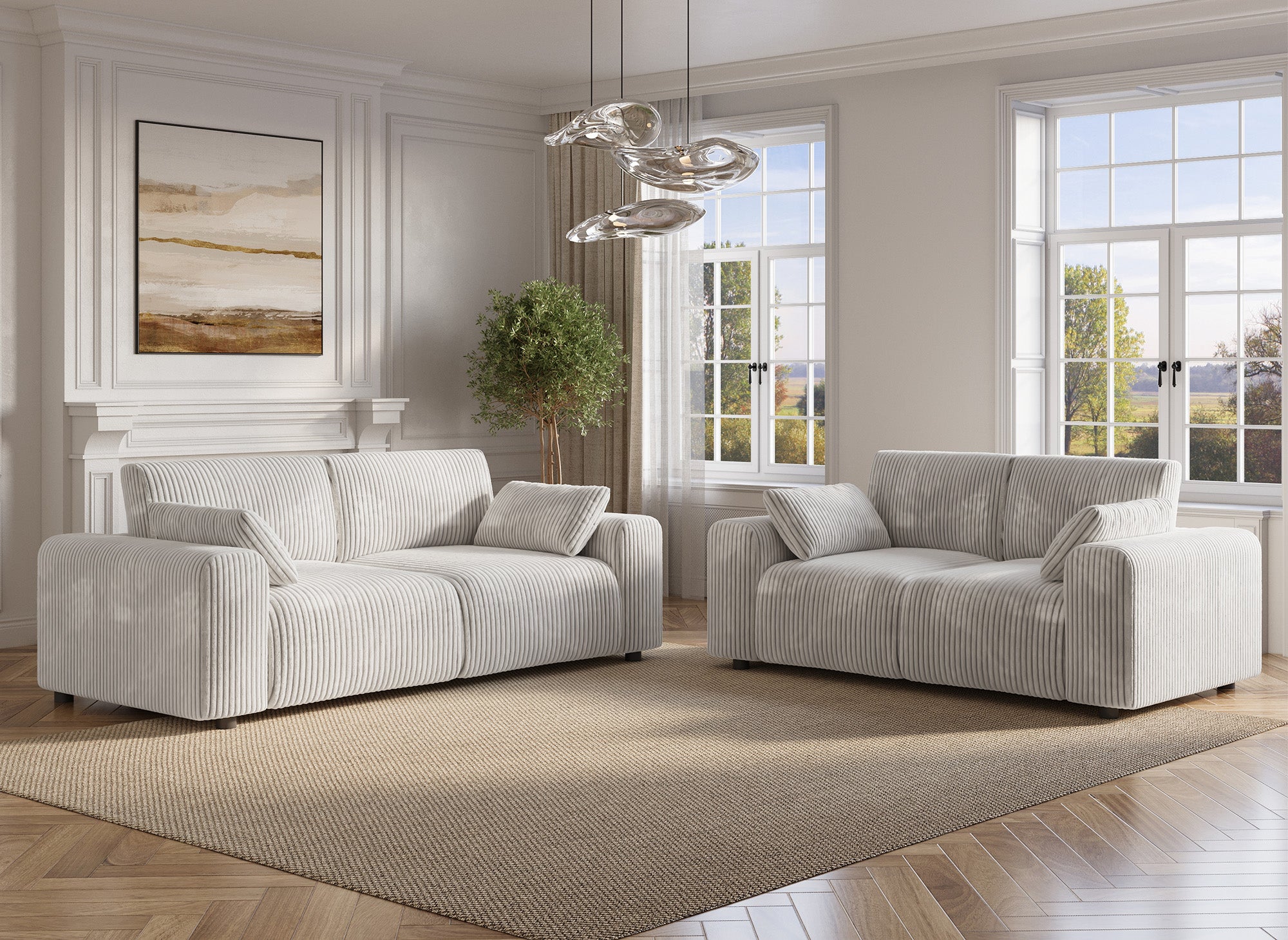 Sofá INAM de 2 plazas en pana gruesa color beige