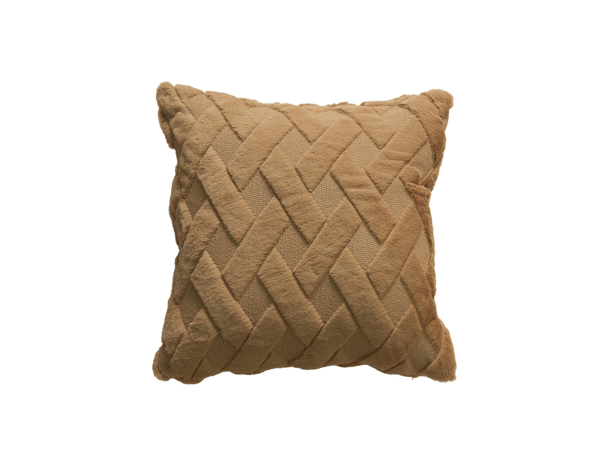 Cojín cuadrado MADALA de 45x45 cm en tejido de pelo marrón con efecto gráfico