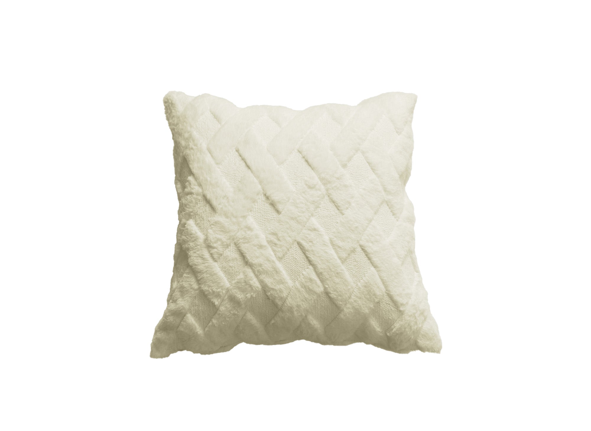 Cojín cuadrado MADALA de 45x45 cm en tejido de pelo con efecto gráfico beige