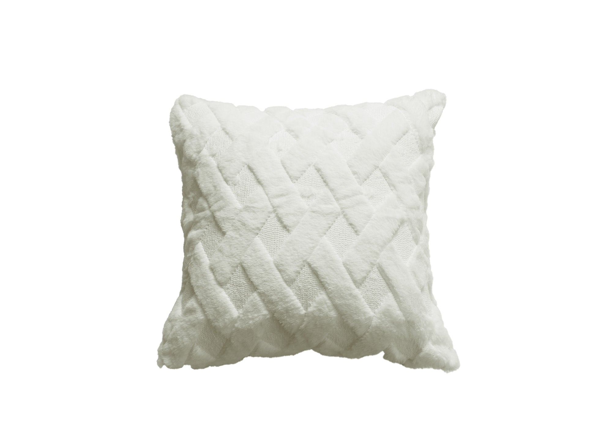 Cojín cuadrado MADALA de 45x45 cm en tejido de pelo con efecto gráfico color blanco roto