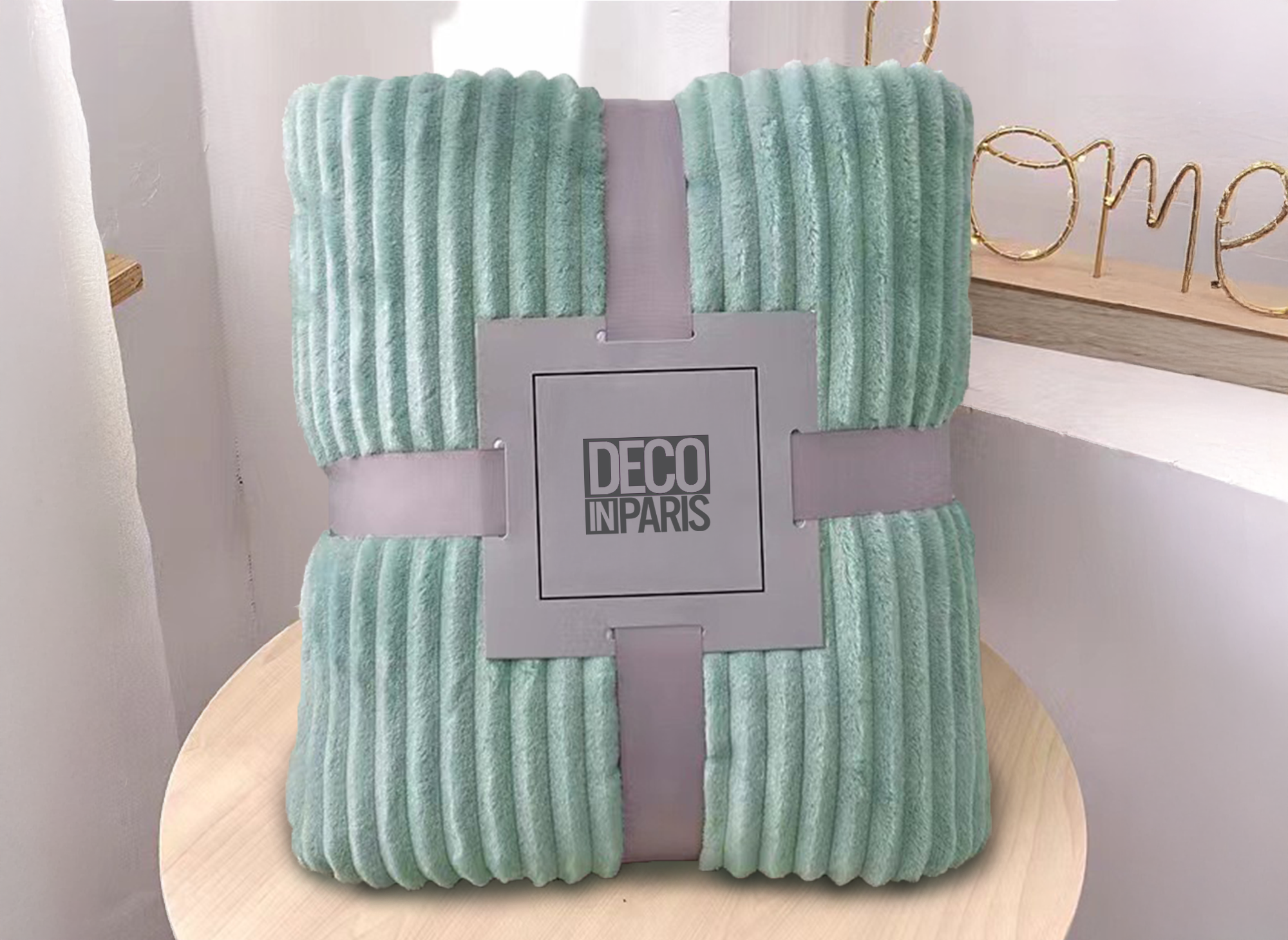 Manta de pana verde claro COCO de 150x200 cm