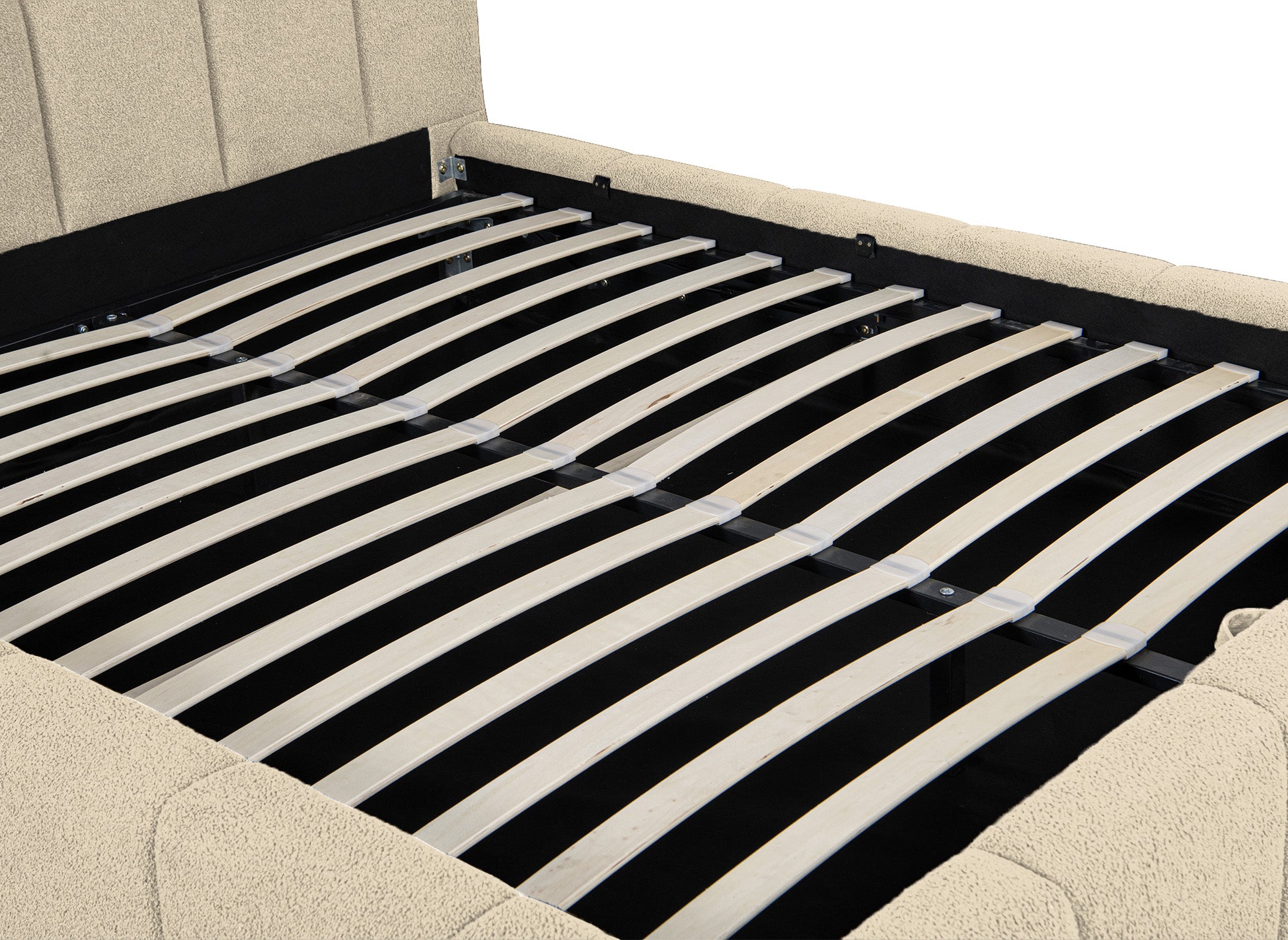 Cama contenedor de tela bouclé beige MILIE 160x200 cm