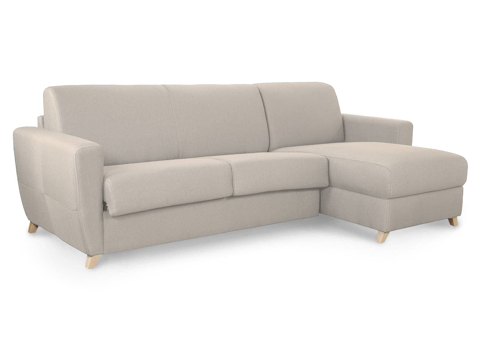 Sofá cama esquinero reversible escandinavo TOBIAS en tela beige