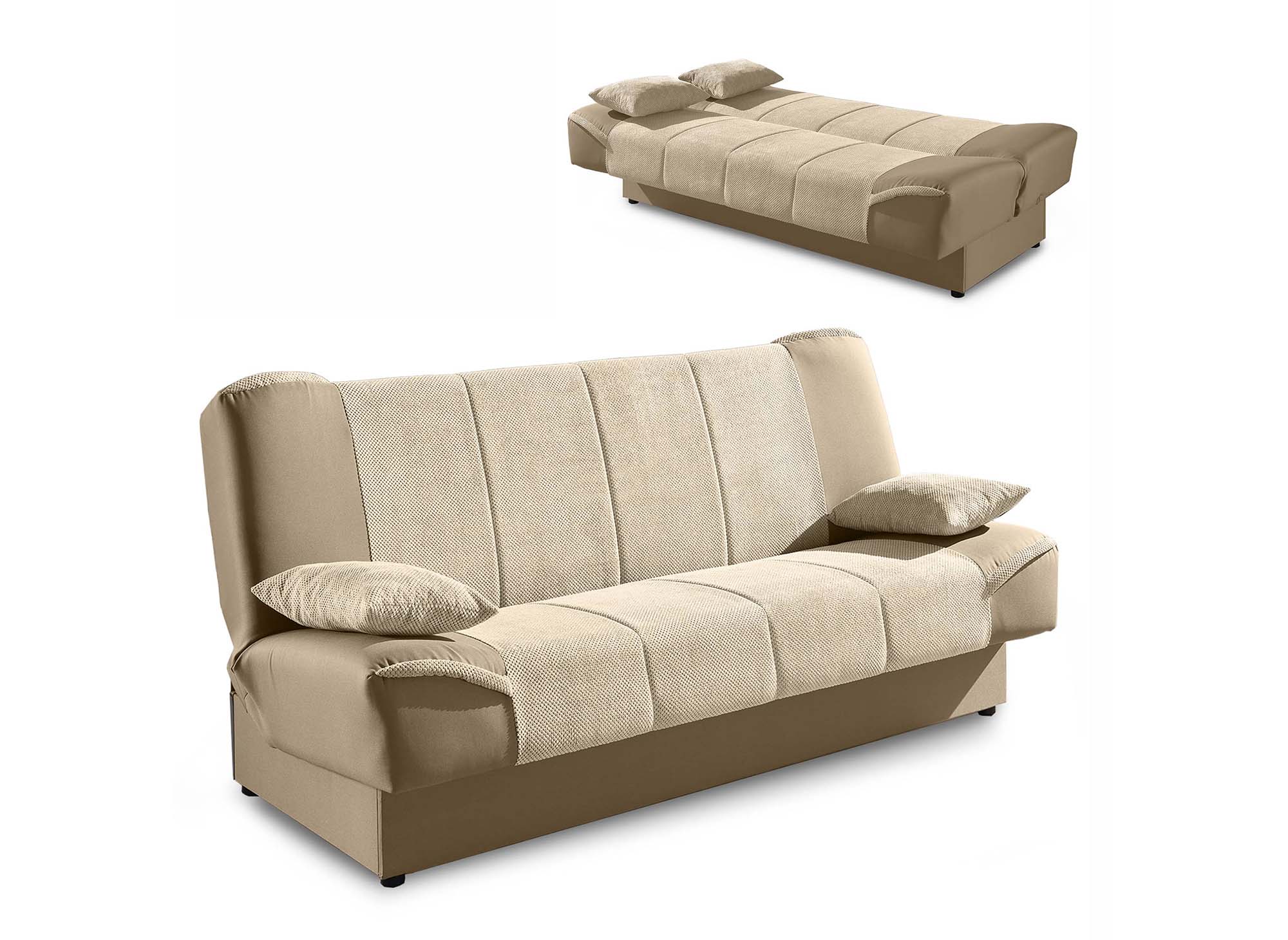 Sofá cama NATI beige con mecanismo clic-clac