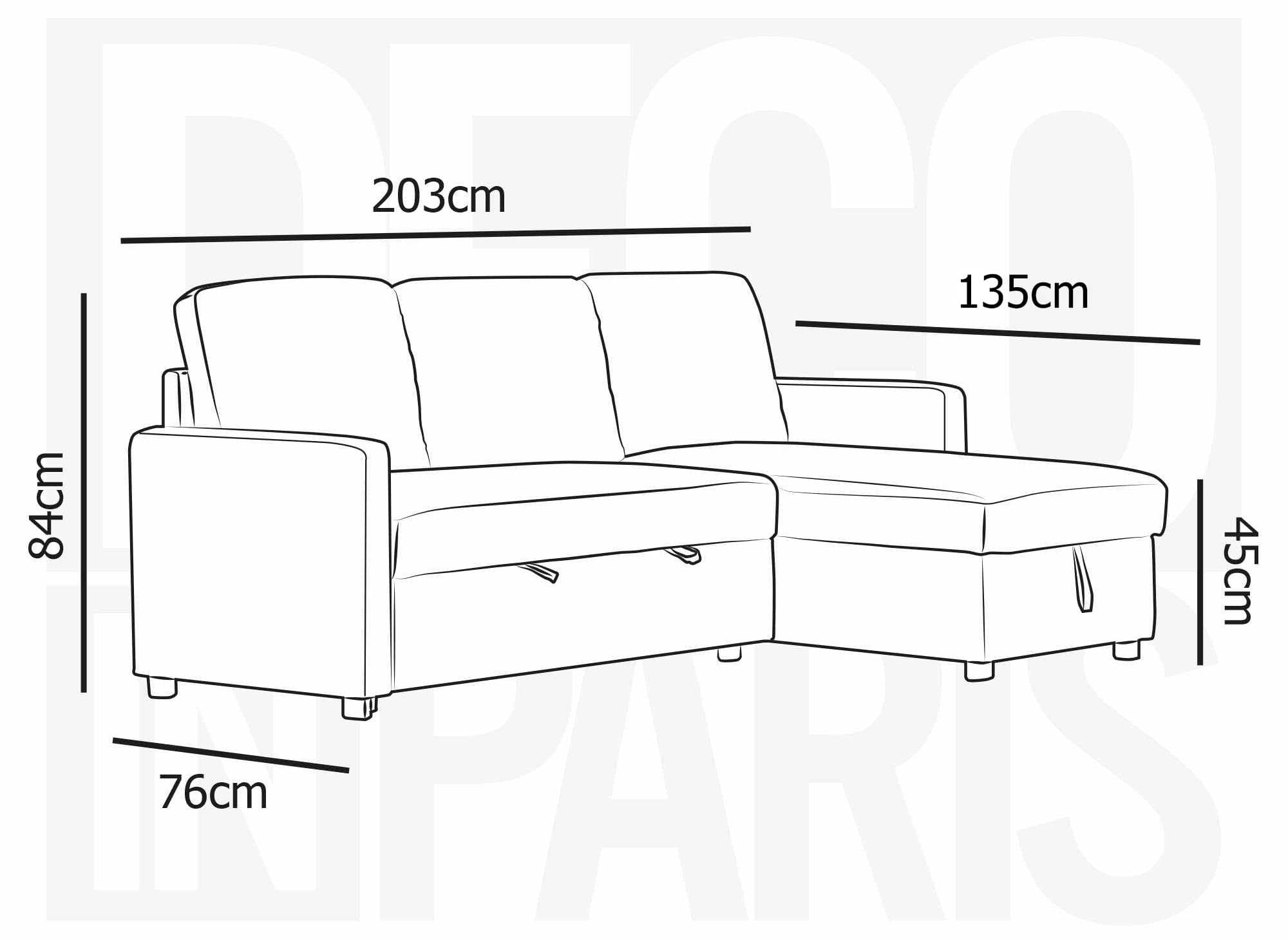 Sofá cama esquinero reversible ADAM con compartimento de almacenamiento en tela gris