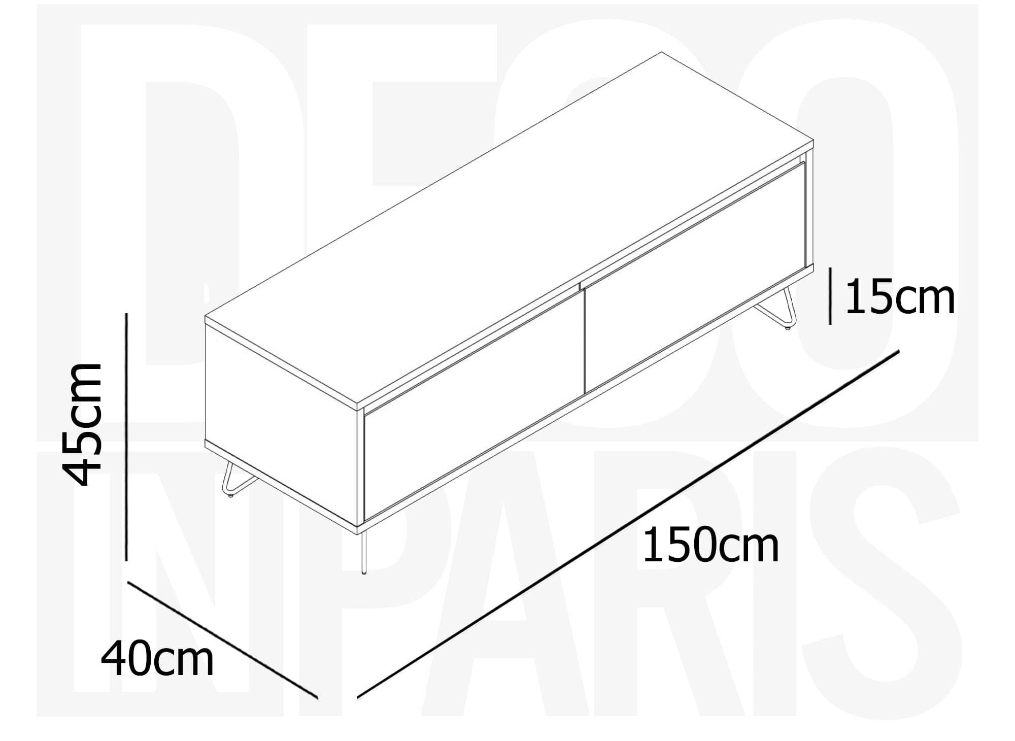 Mueble de TV XXL con 1 cajón y 1 puerta, azul pato DARINA
