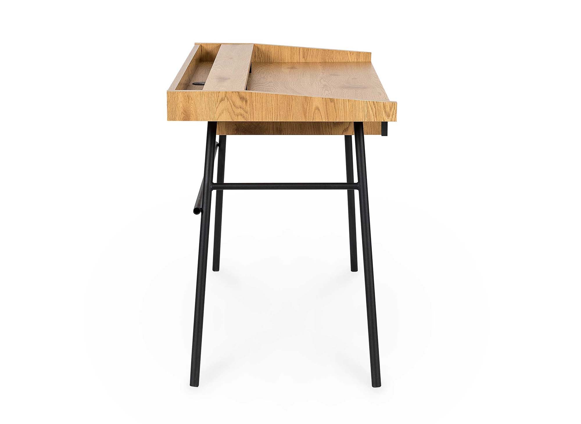 Escritorio industrial GASPARD con 1 cajón y 1 estante, fabricado en madera y metal.