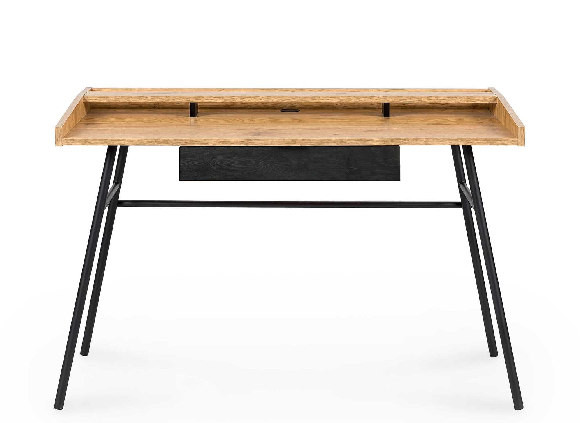 Escritorio industrial GASPARD con 1 cajón y 1 estante, fabricado en madera y metal.