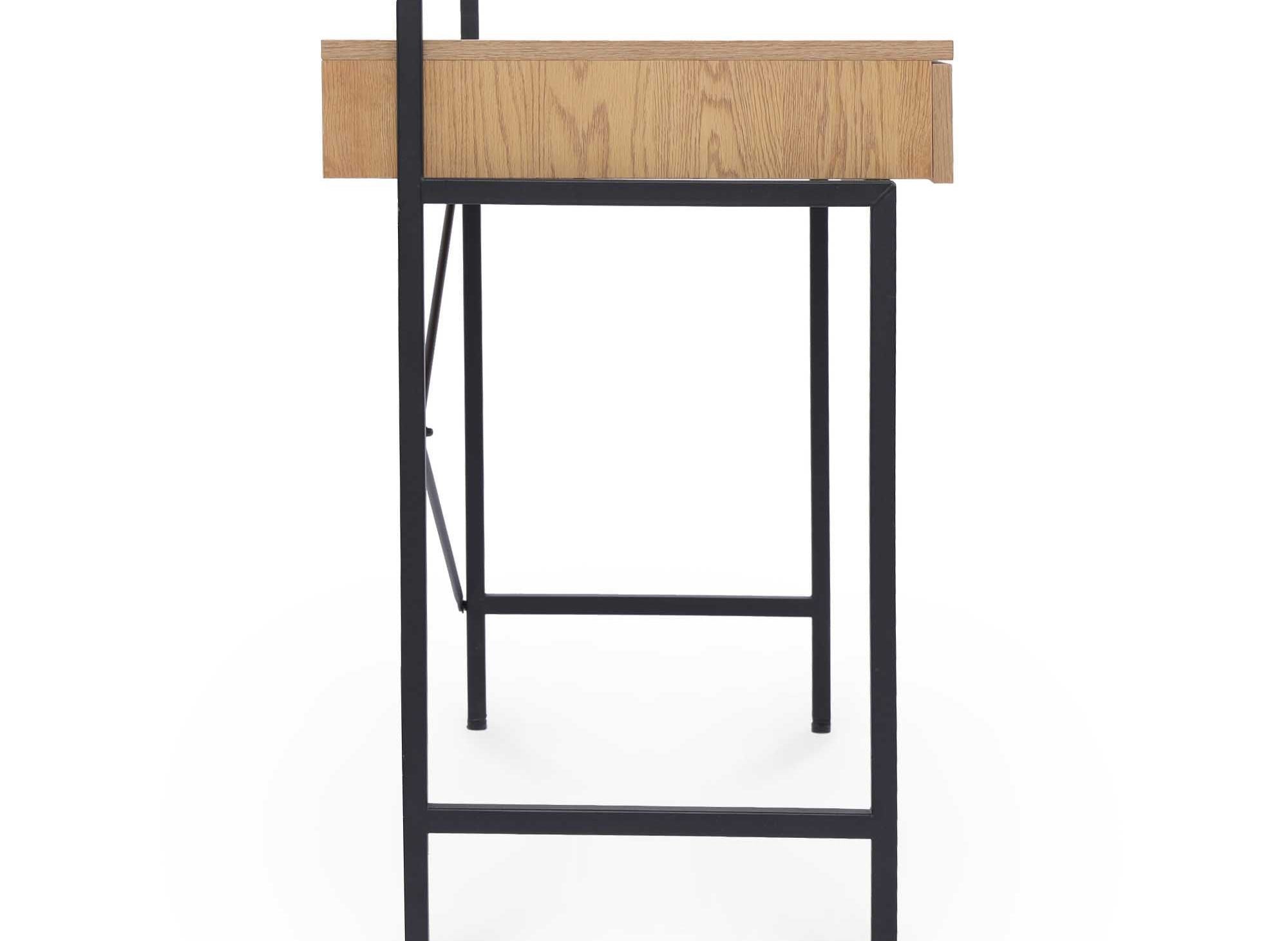 Escritorio compacto de diseño industrial EDMOND en madera y metal