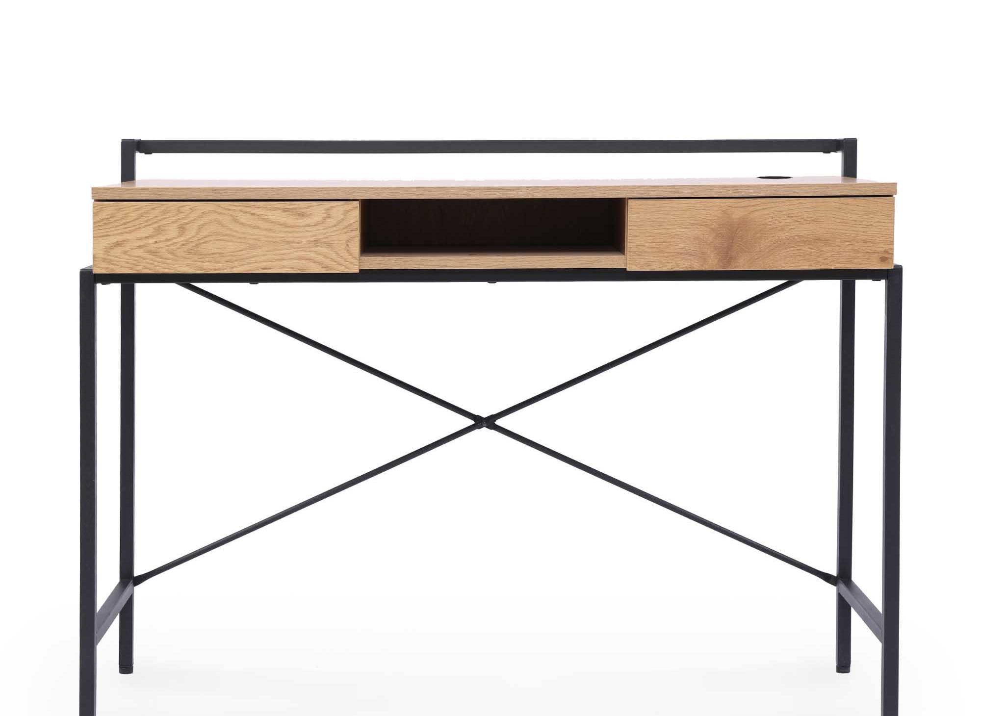 Escritorio compacto de diseño industrial EDMOND en madera y metal