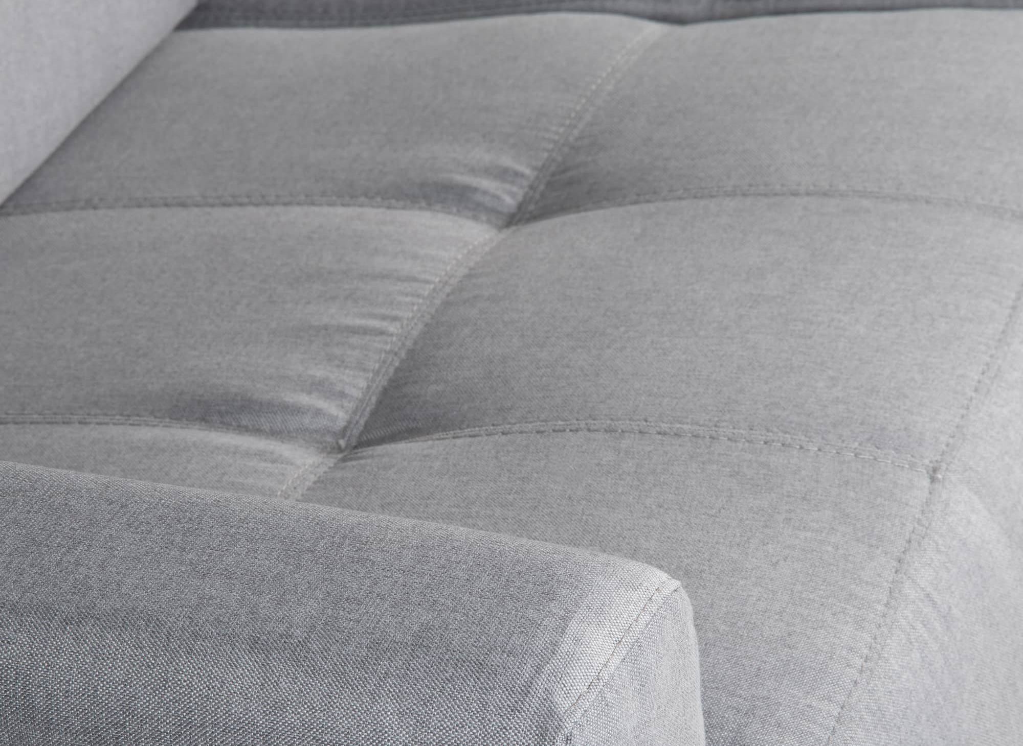 Sofá cama LOUNA de 3 plazas en tela gris con apertura rápida