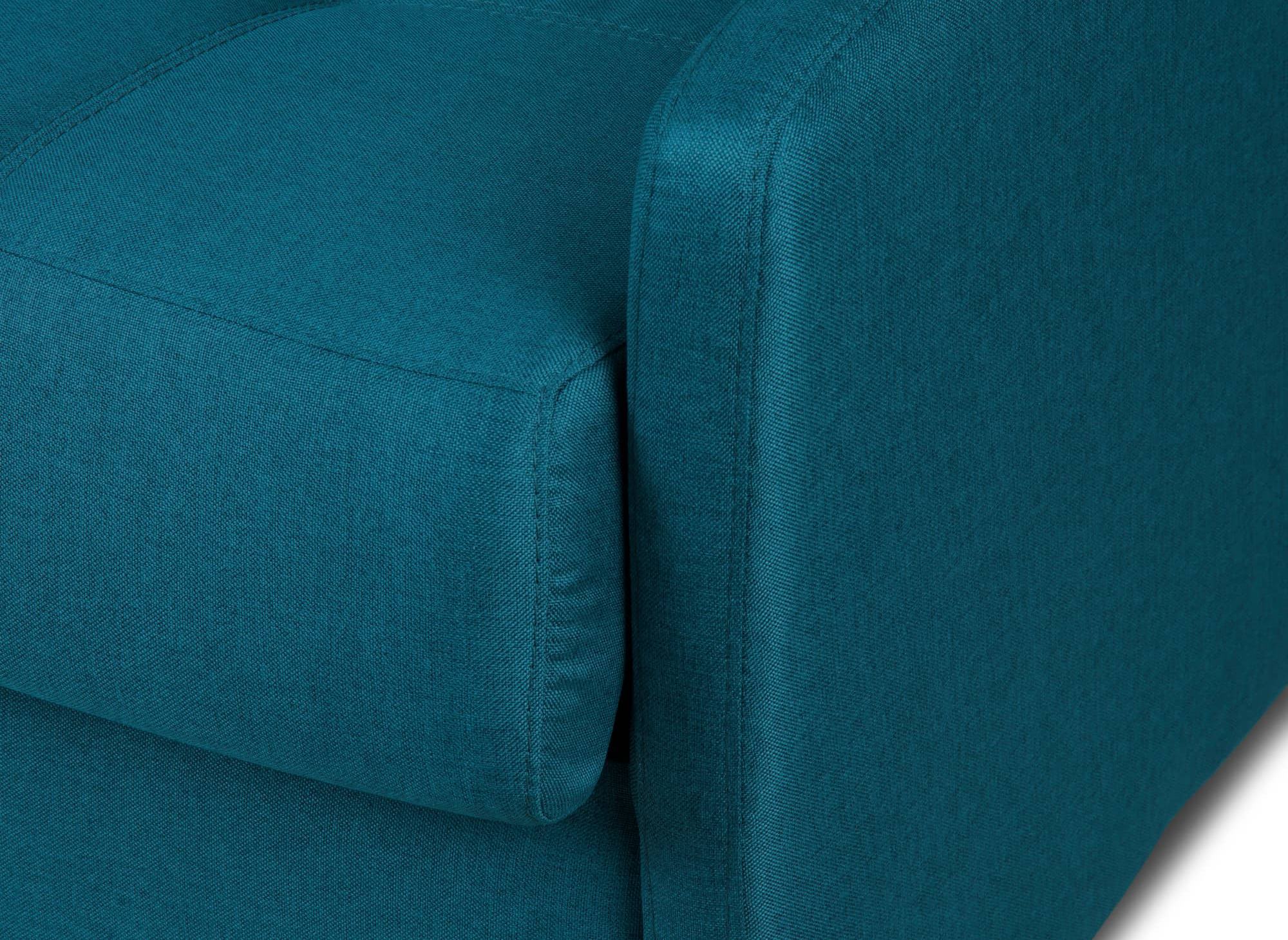 Sofá cama LOUNA SLIM de 3 plazas en tela azul petróleo con apertura rápida