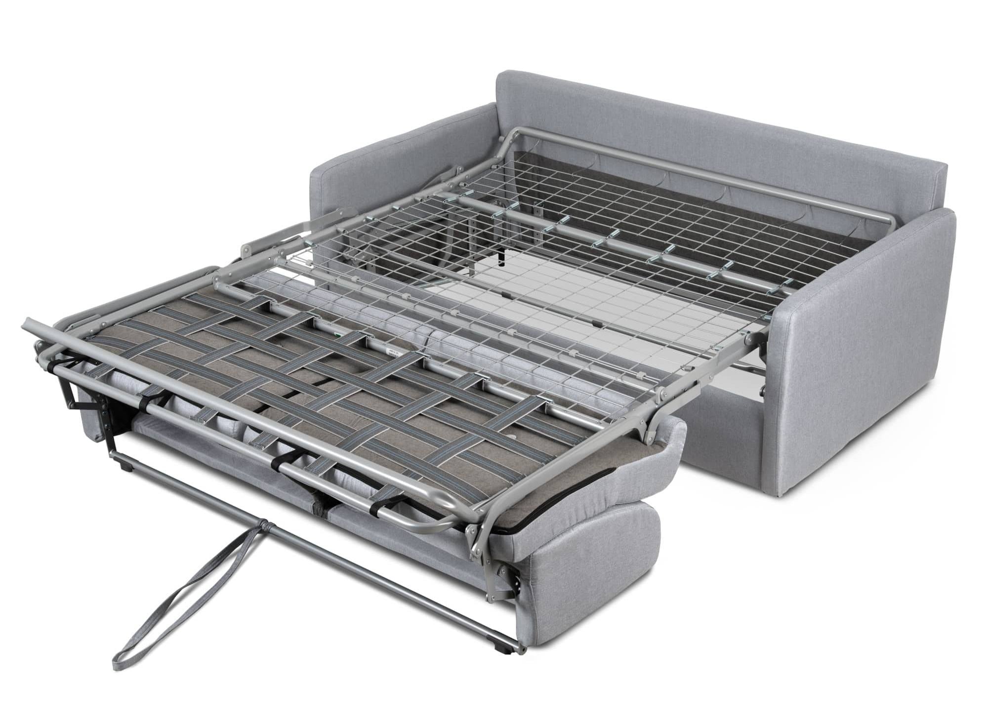 Sofá convertible exprés LOUNA SLIM de 3 plazas en tela gris