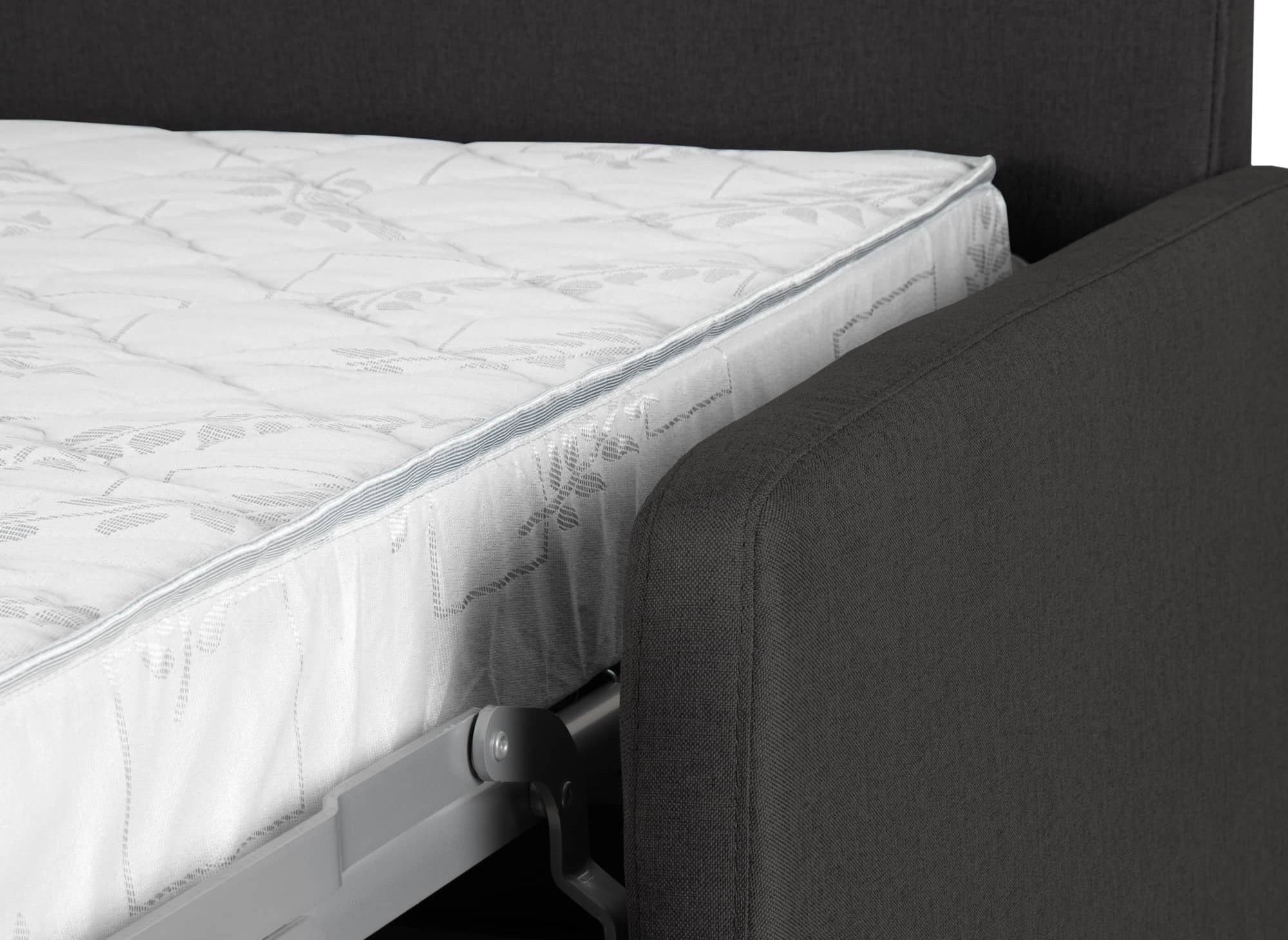 Sofá convertible exprés de 3 plazas LOUNA SLIM en tejido gris antracita