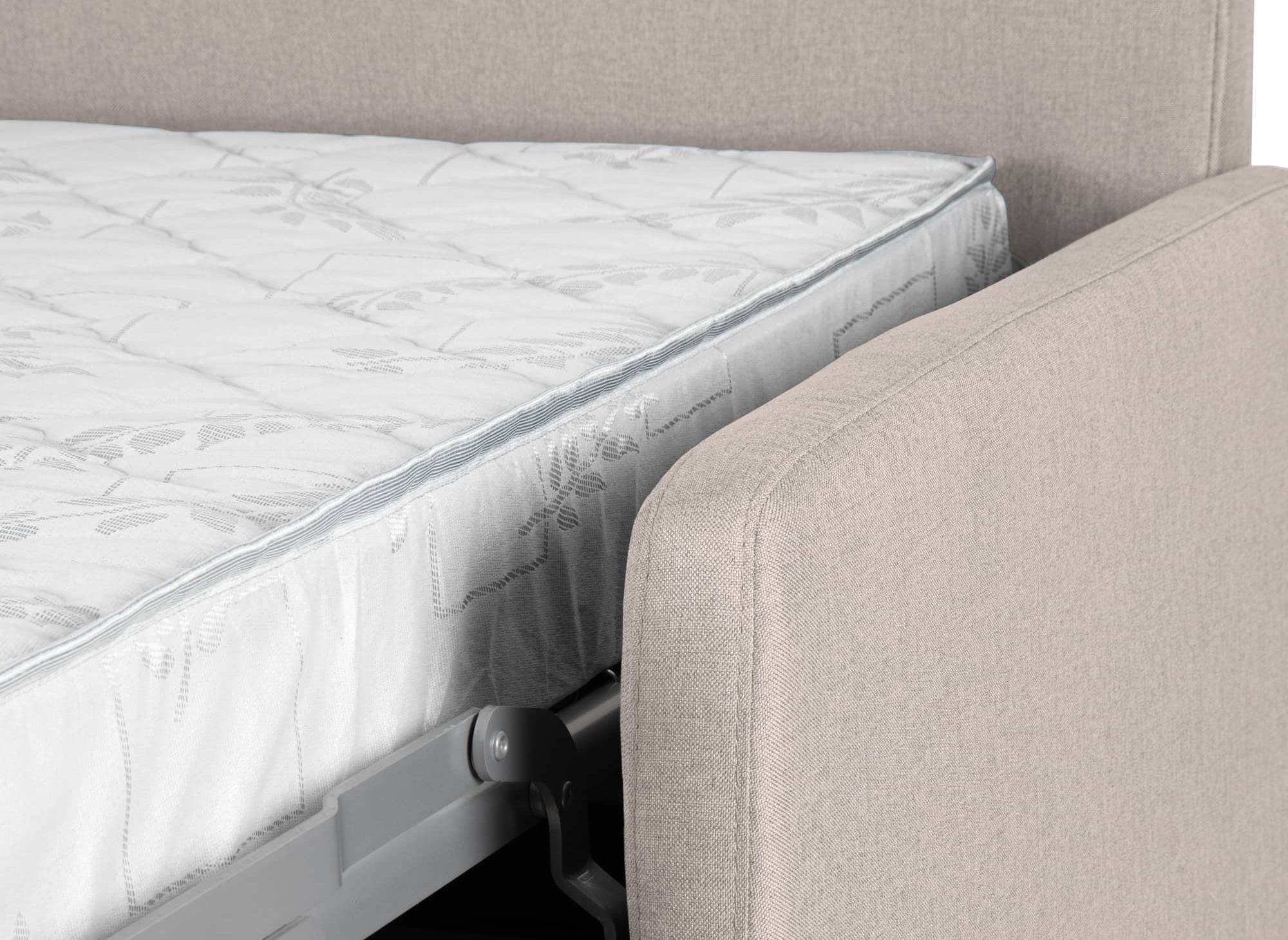 Sofá cama LOUNA SLIM de 3 plazas en tela beige con apertura rápida