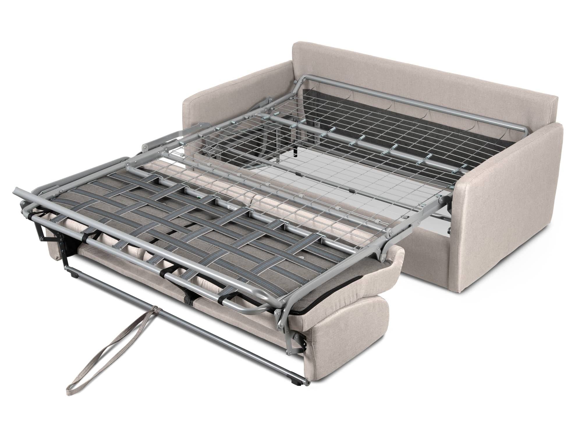 Sofá cama LOUNA SLIM de 3 plazas en tela beige con apertura rápida