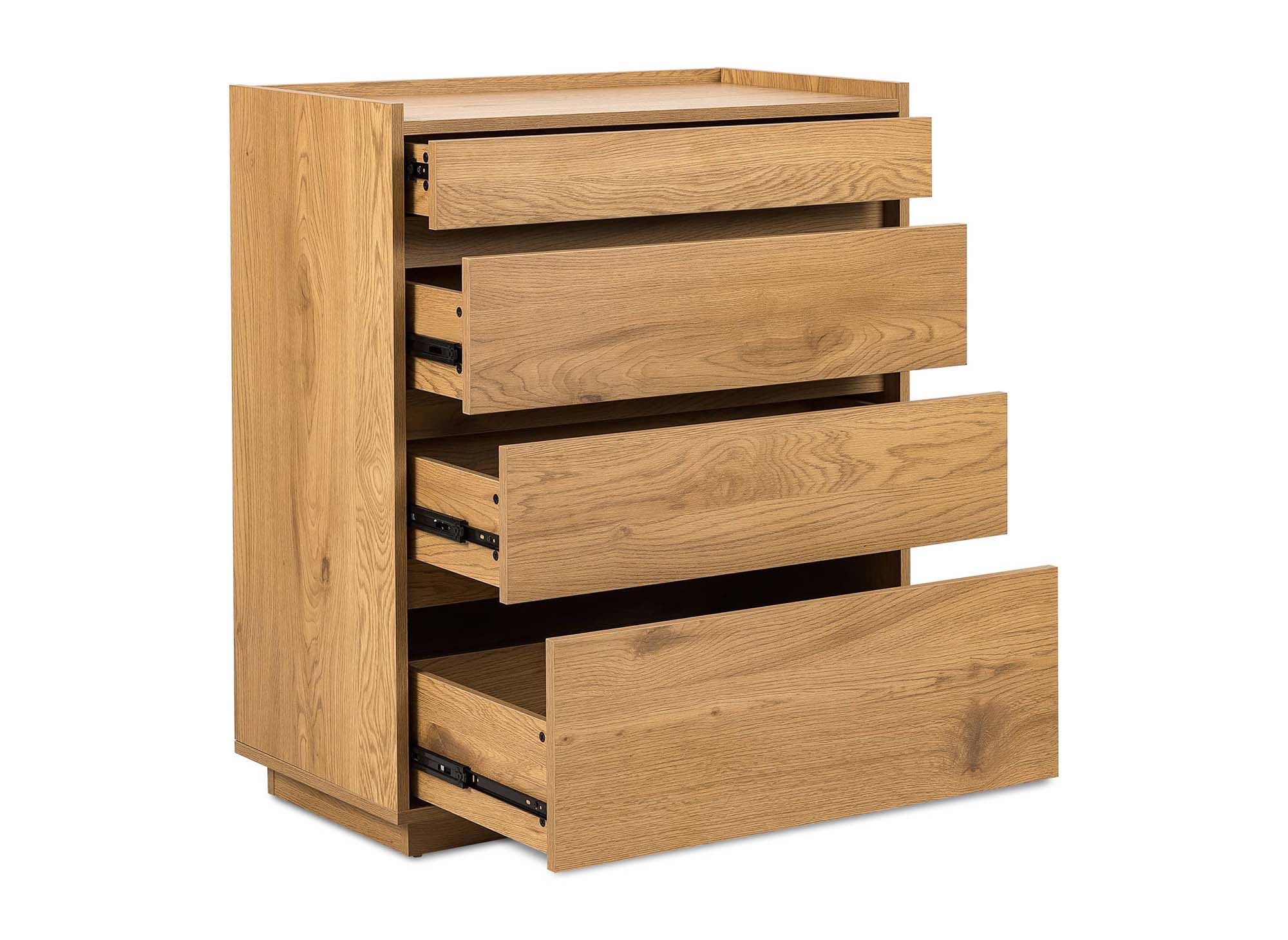 Cómoda SACHA de 4 cajones en madera color roble