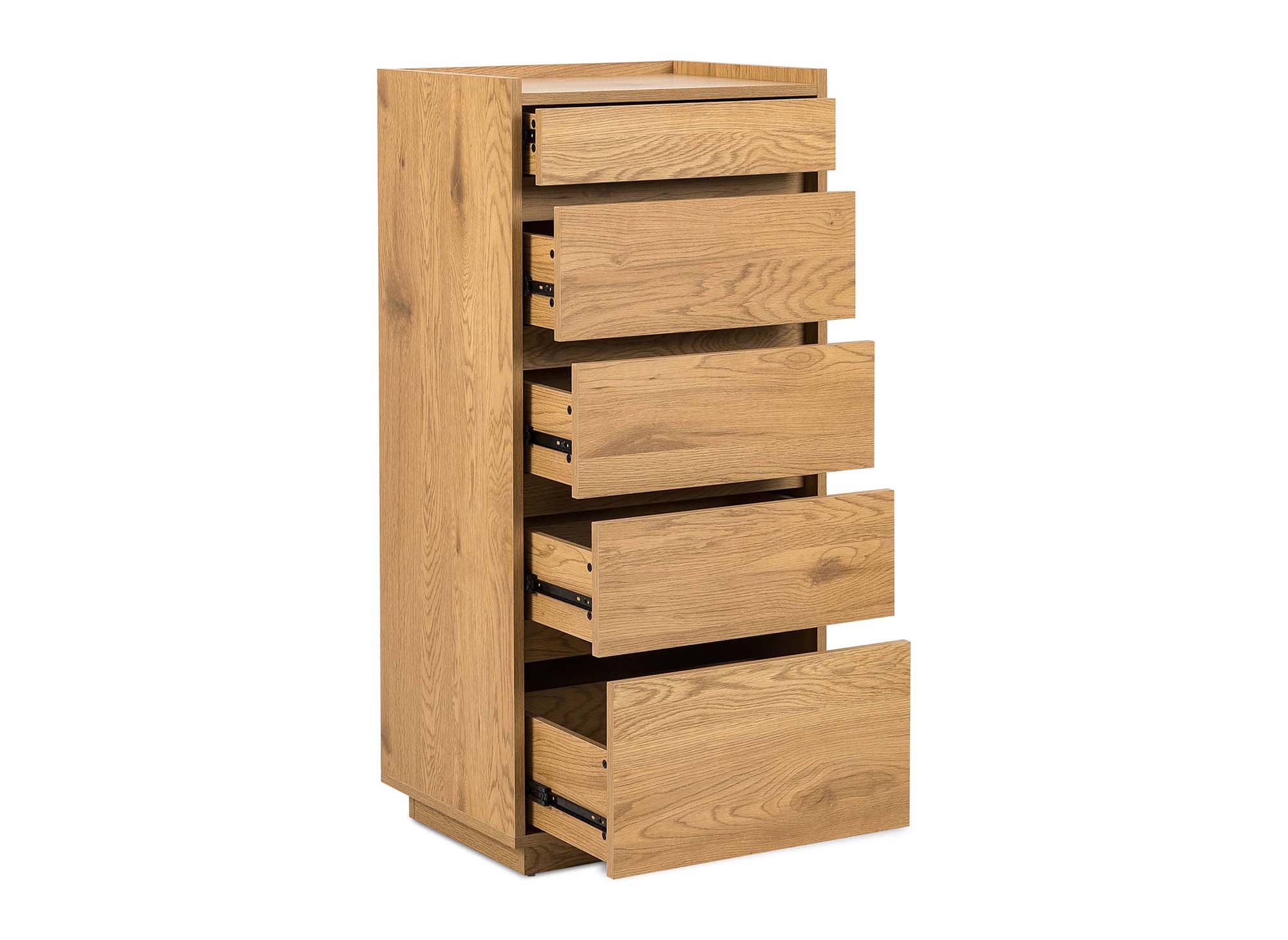 Cómoda SACHA de 5 cajones en madera color roble