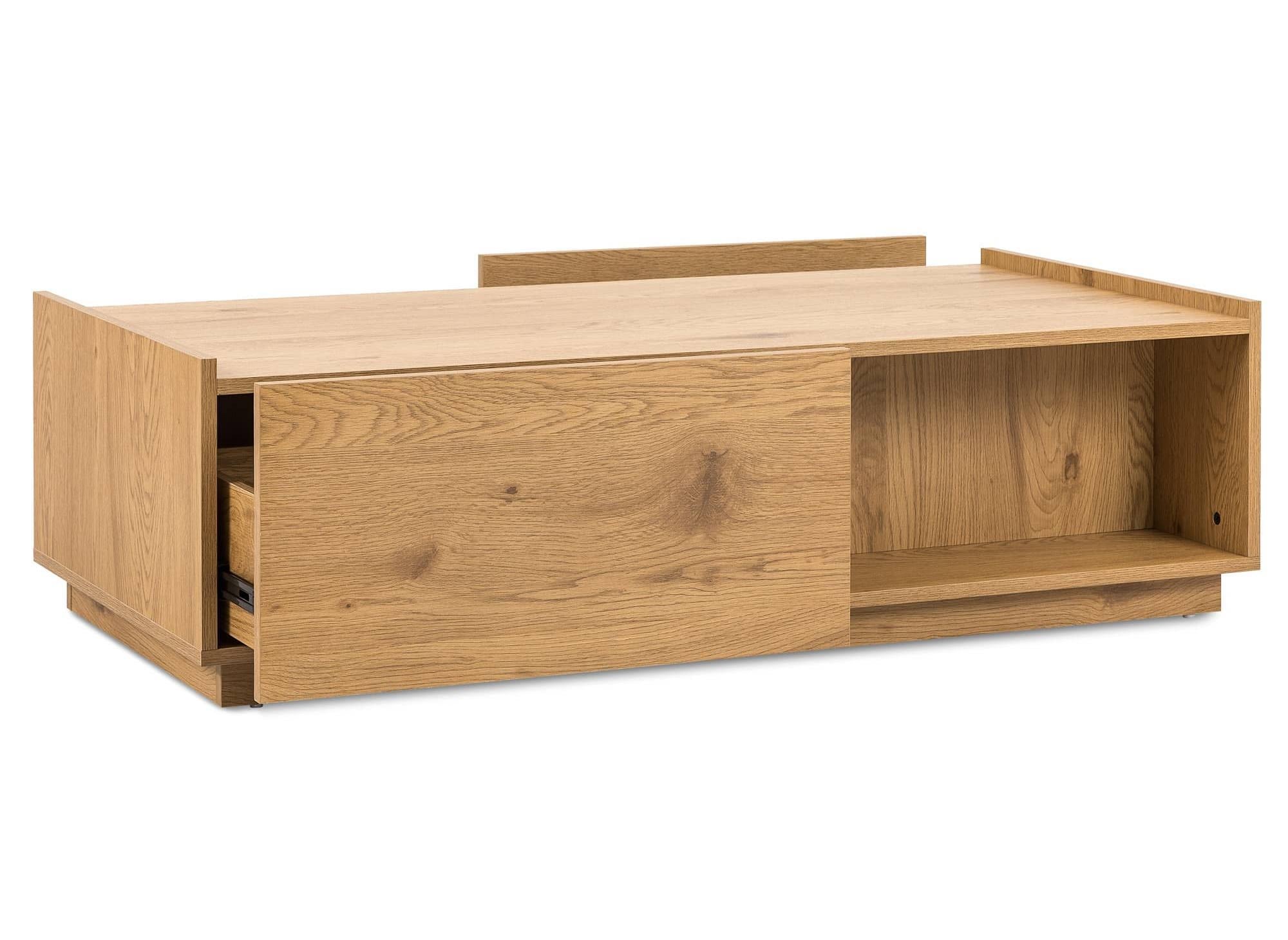 Mesa de centro SACHA con 2 cajones en madera color roble