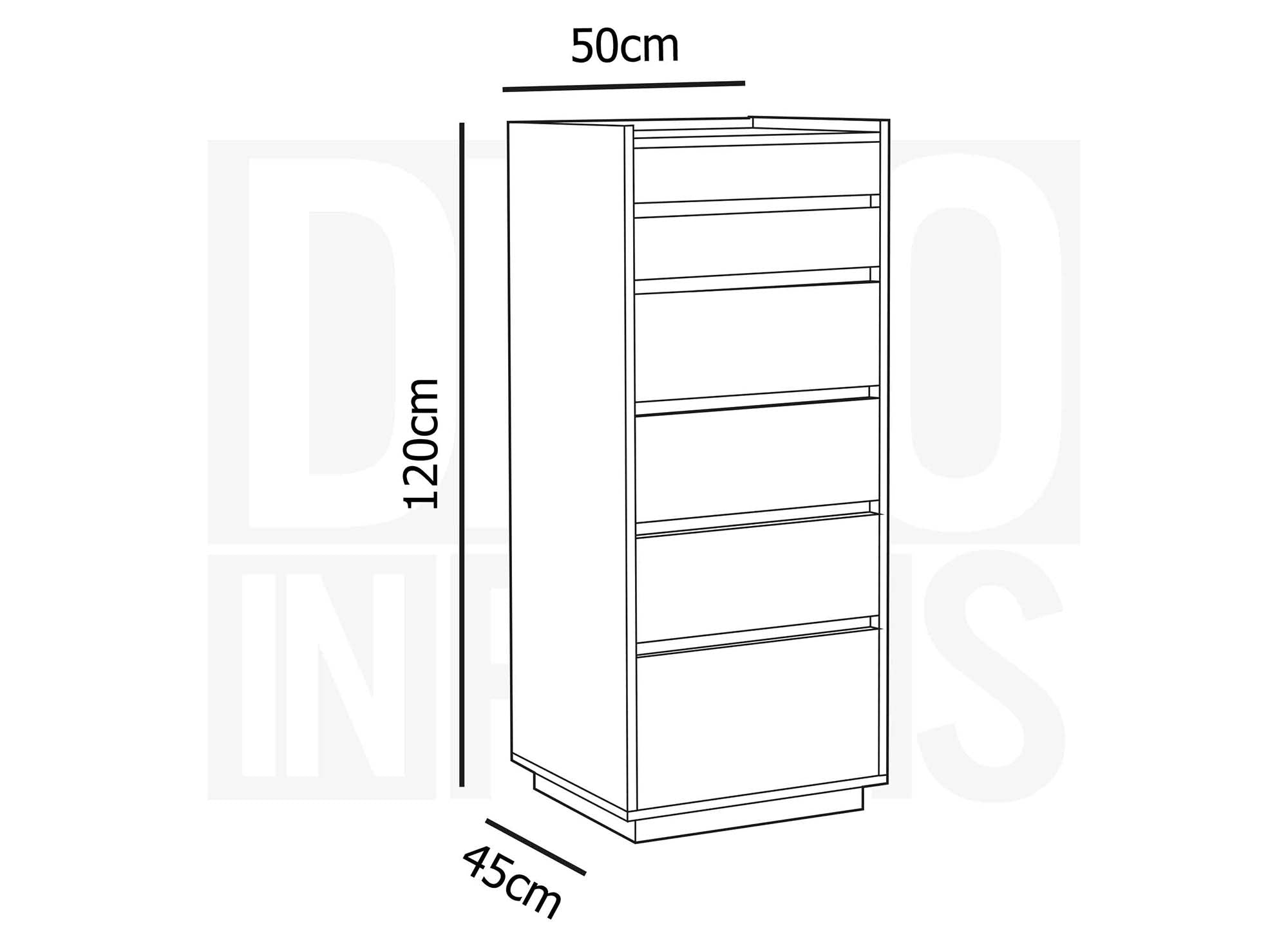 Cómoda SACHA de 5 cajones con tocador en madera color roble