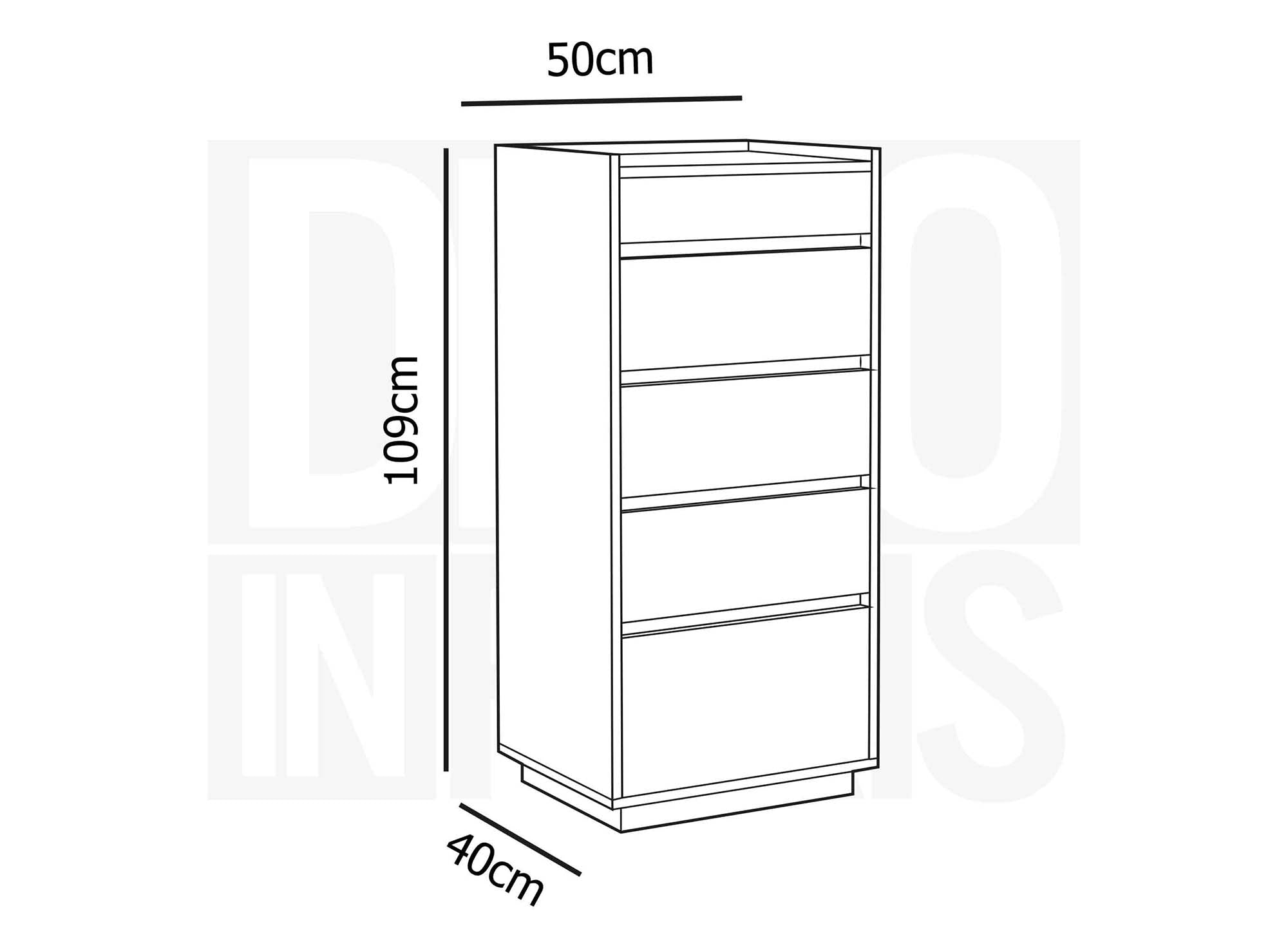 Cómoda SACHA de 5 cajones en madera color roble