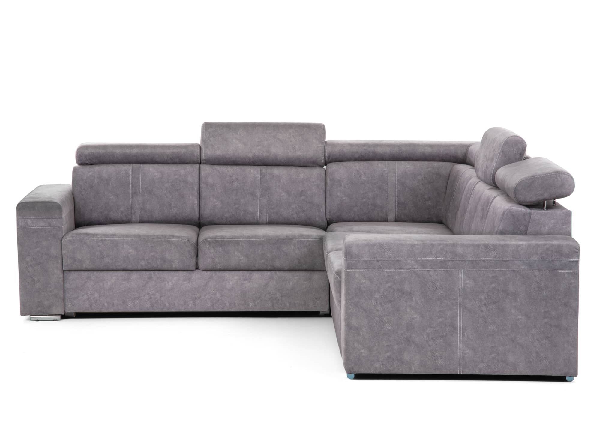 Sofá esquinero convertible y reversible MERYL en tela gris claro