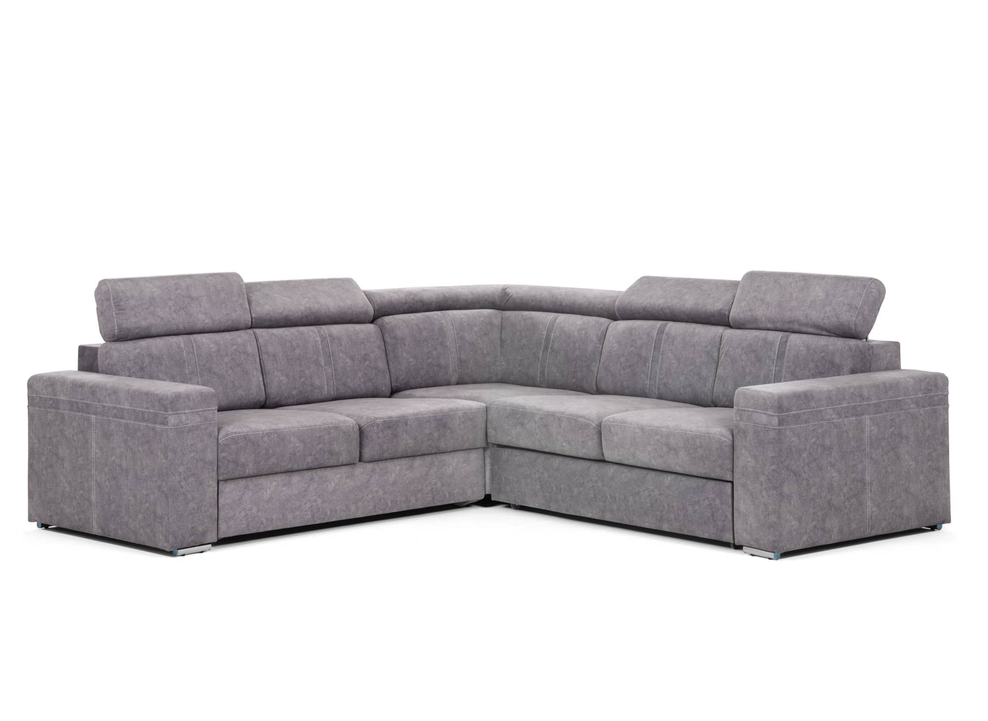 Sofá esquinero convertible y reversible MERYL en tela gris claro