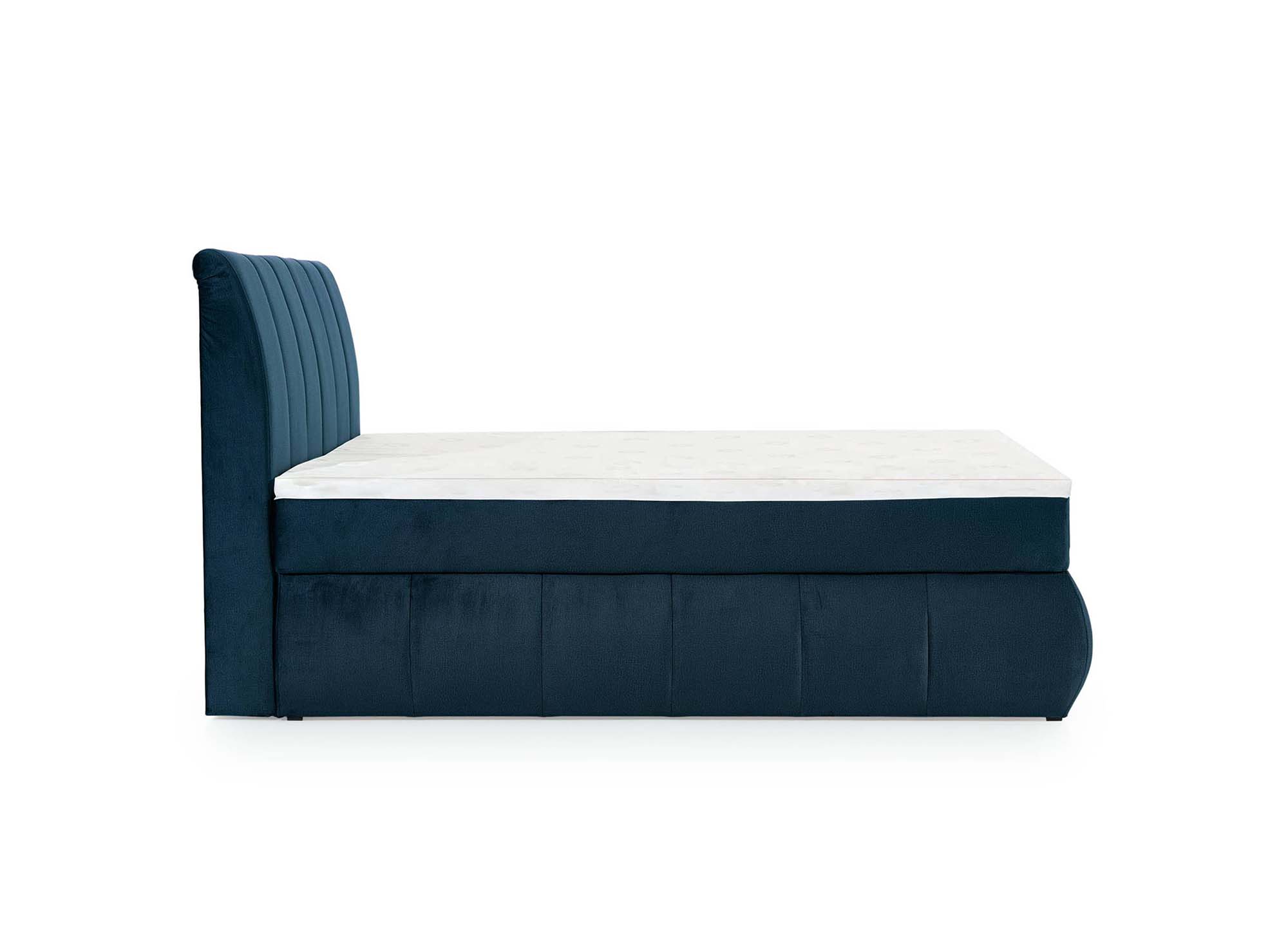 Cama con somier de 180x200 con compartimento de almacenaje en terciopelo azul oscuro - VALERIA