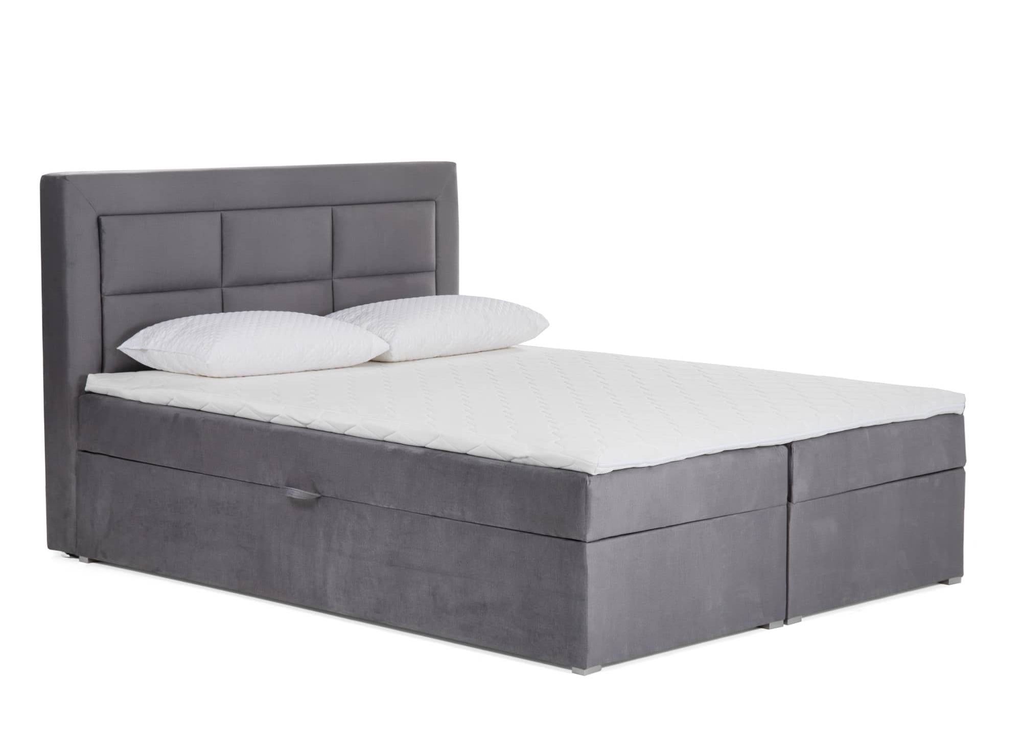 Cama con somier DAKOTA de 180x200 con compartimento de almacenaje en terciopelo gris