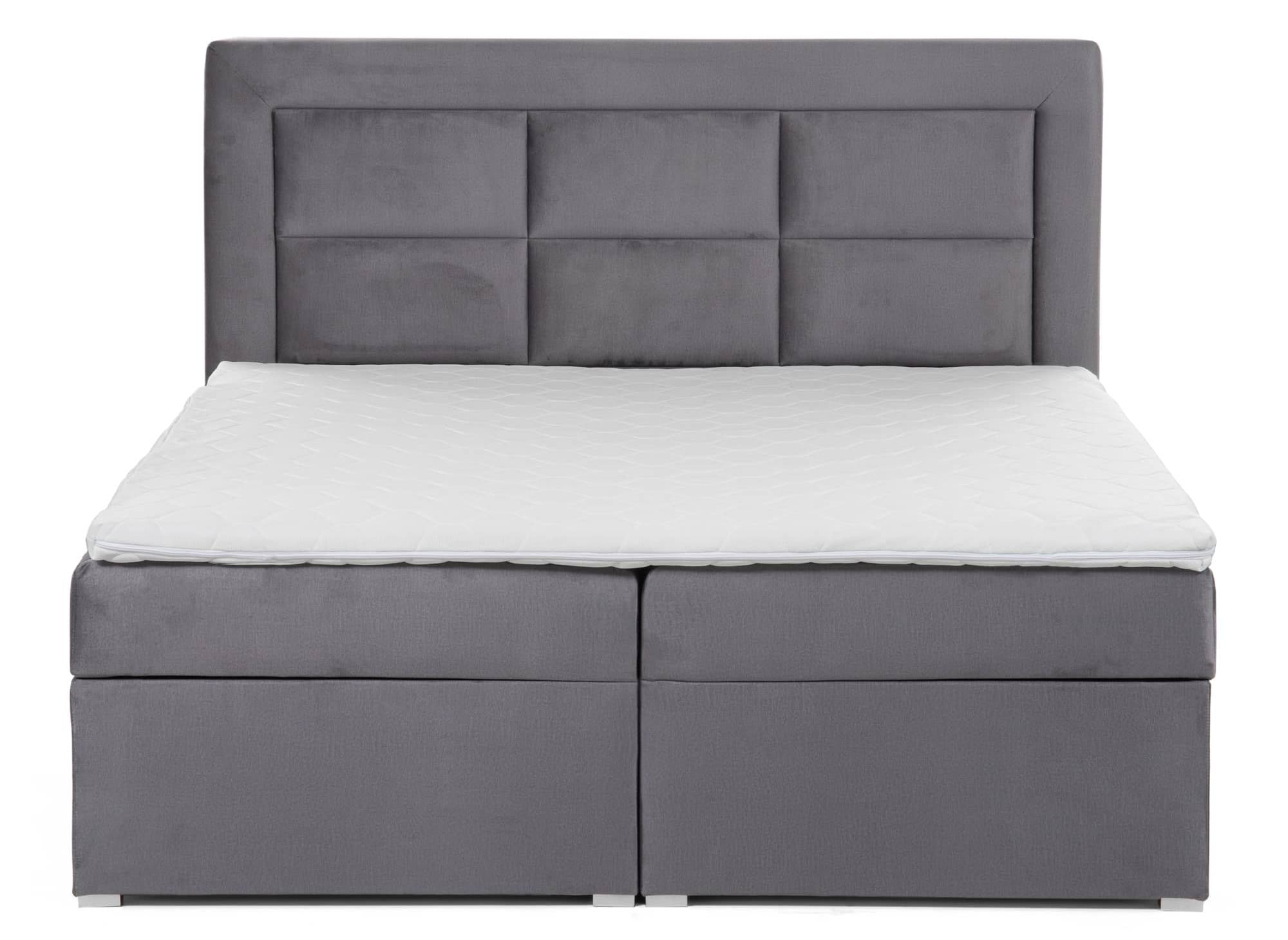 Cama con somier DAKOTA de 160x200 con compartimento de almacenamiento en terciopelo gris