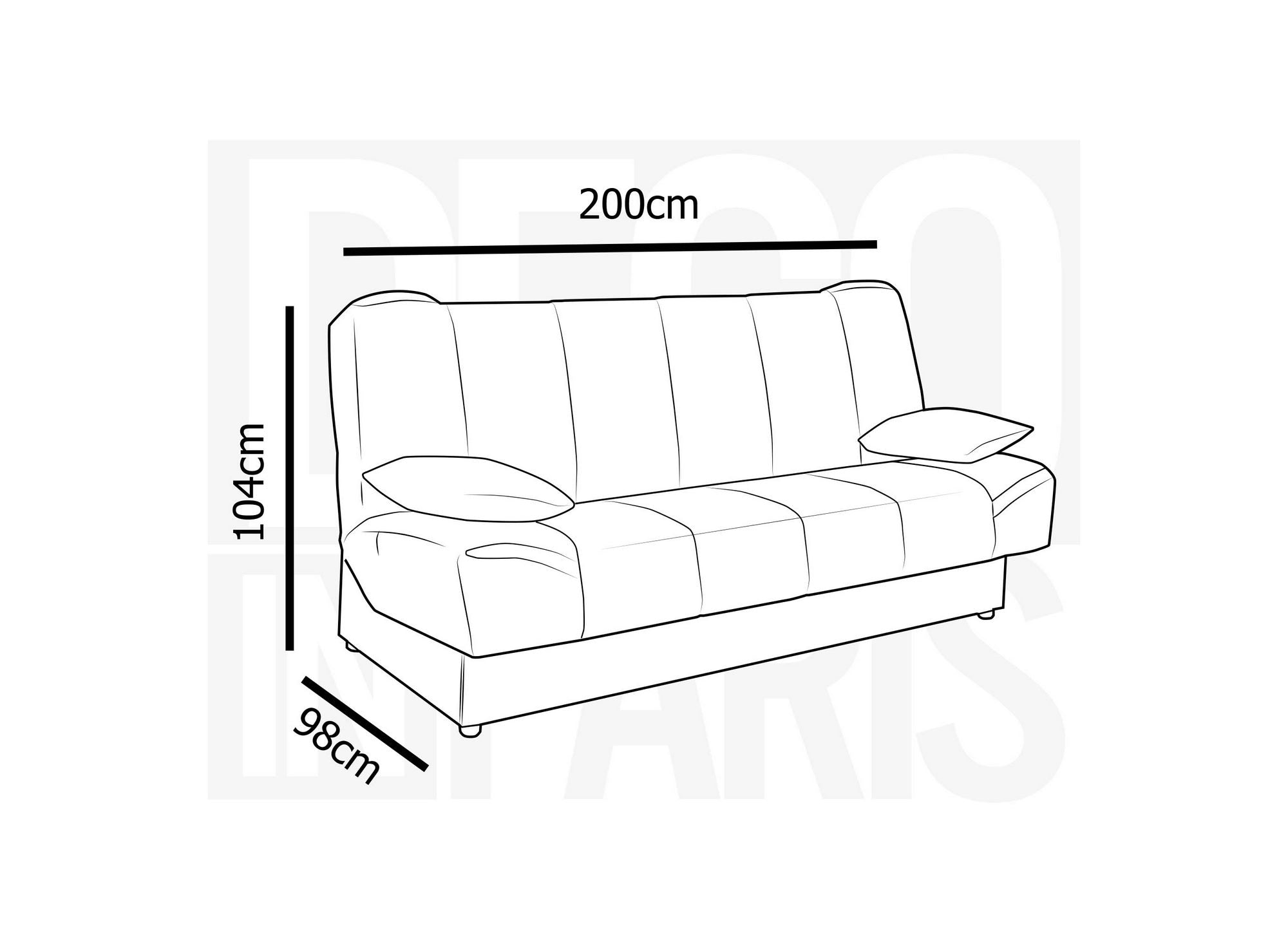 Sofá convertible NATI gris con mecanismo clic-clac