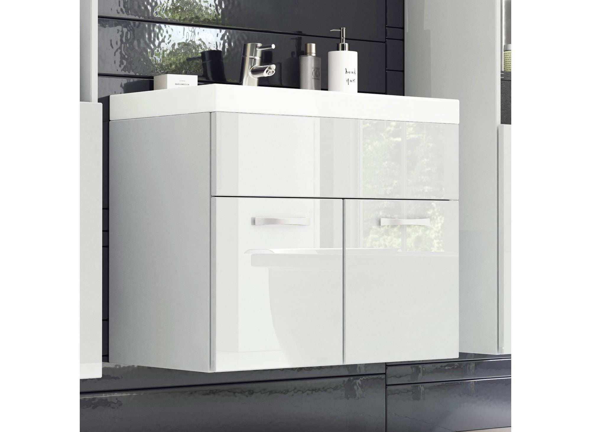 Conjunto de muebles de baño de diseño para montaje en pared HARMONY XL - Lacado blanco