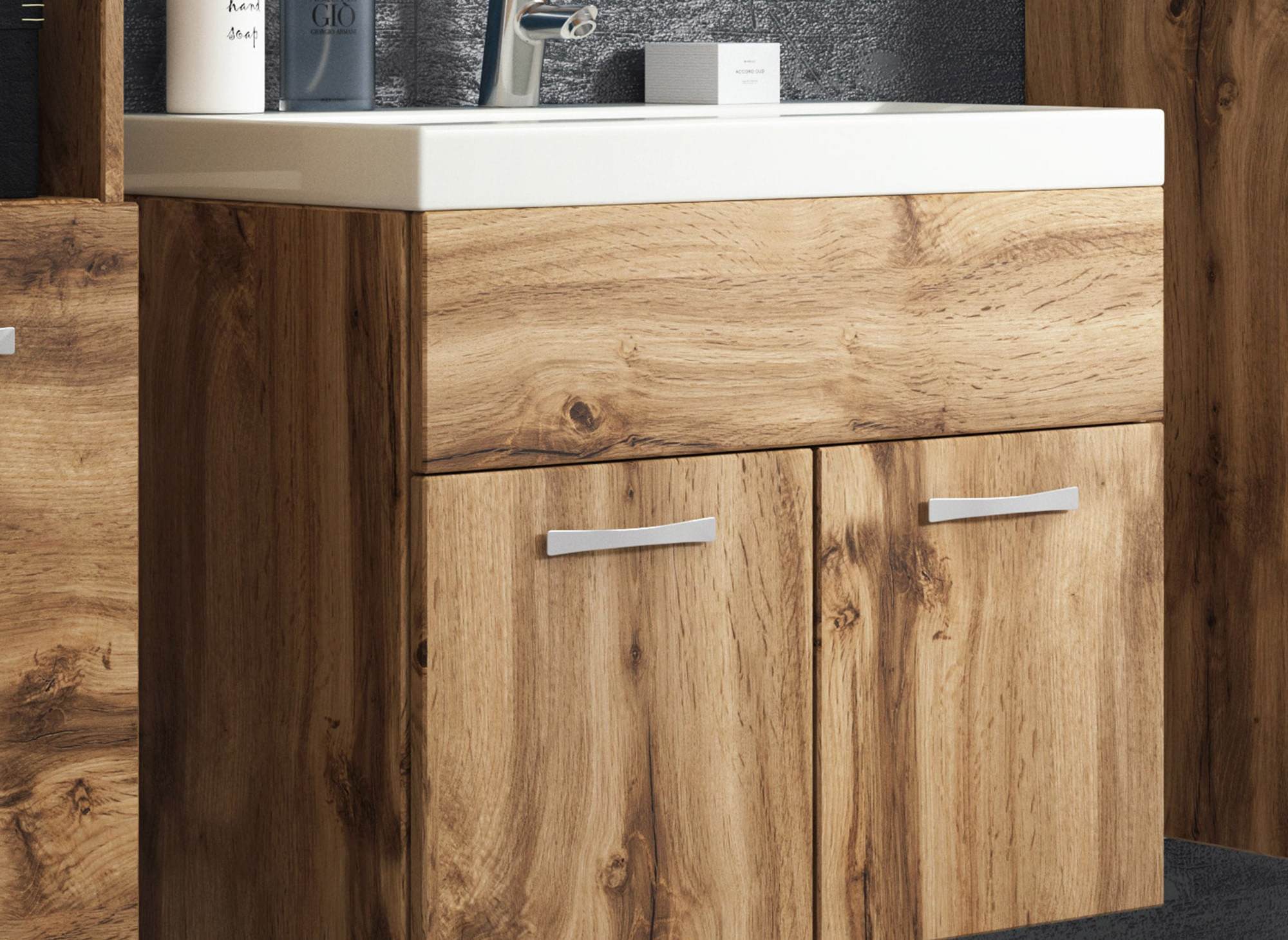 Conjunto de muebles de baño de pared HARMONY XL - Efecto madera envejecida