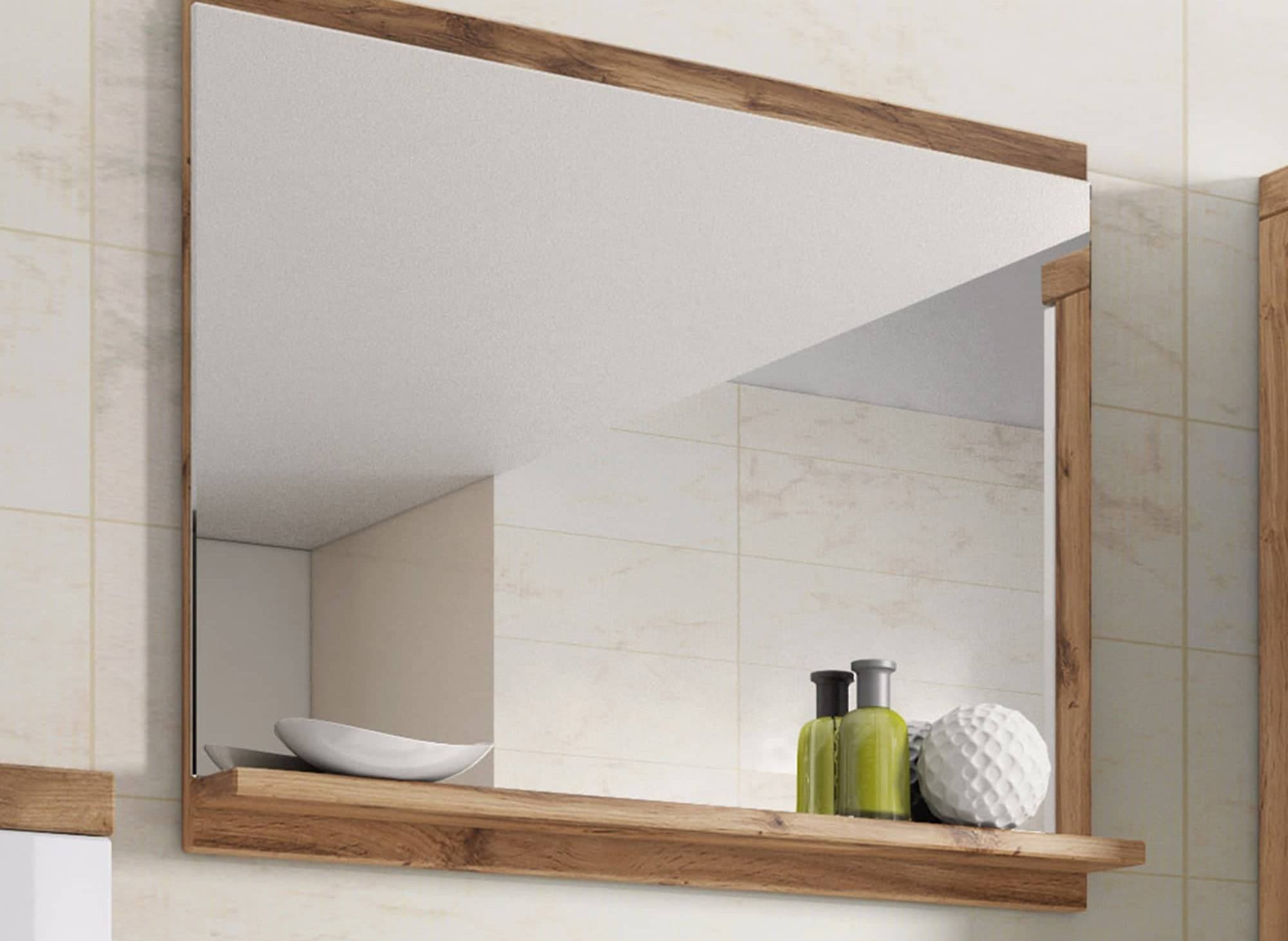 Conjunto de muebles de baño suspendidos - Madera envejecida y blanco SHELBY