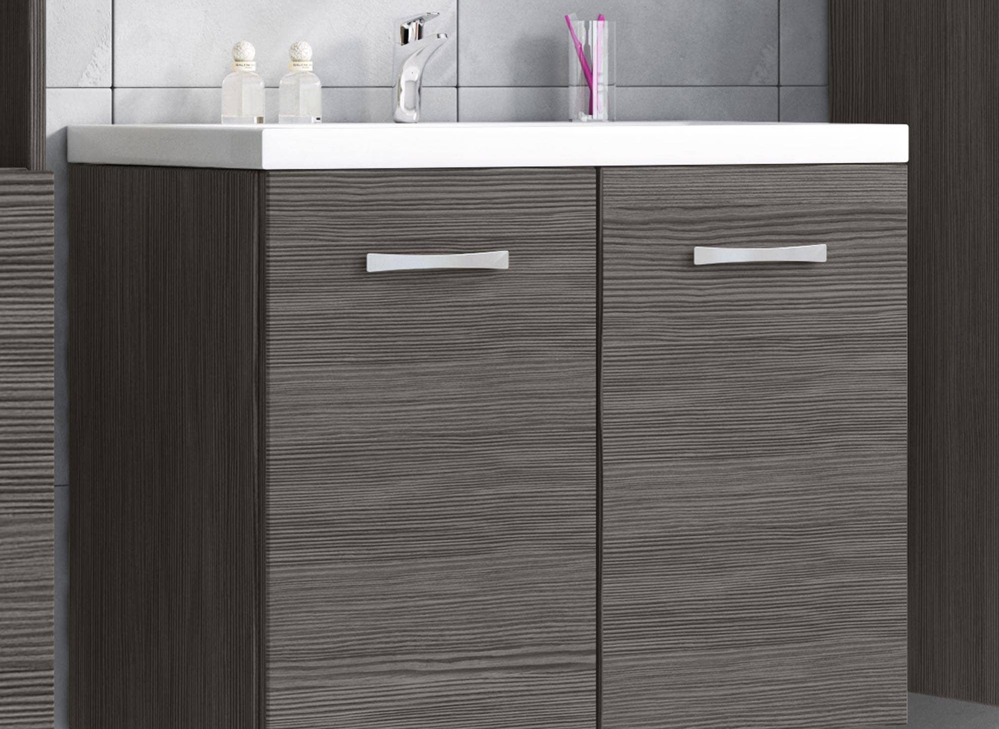 Conjunto de muebles de baño de diseño ALBY para montaje en pared - Wengué