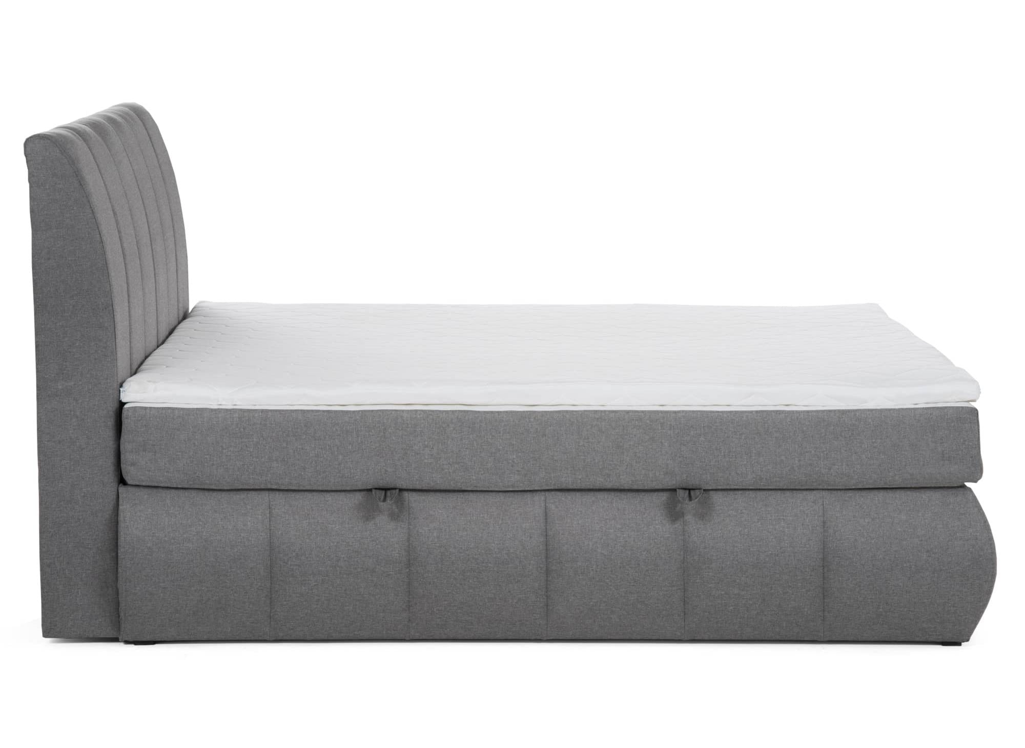 Cama con somier de 180x200 con compartimento de almacenaje en tela gris - VALERIA