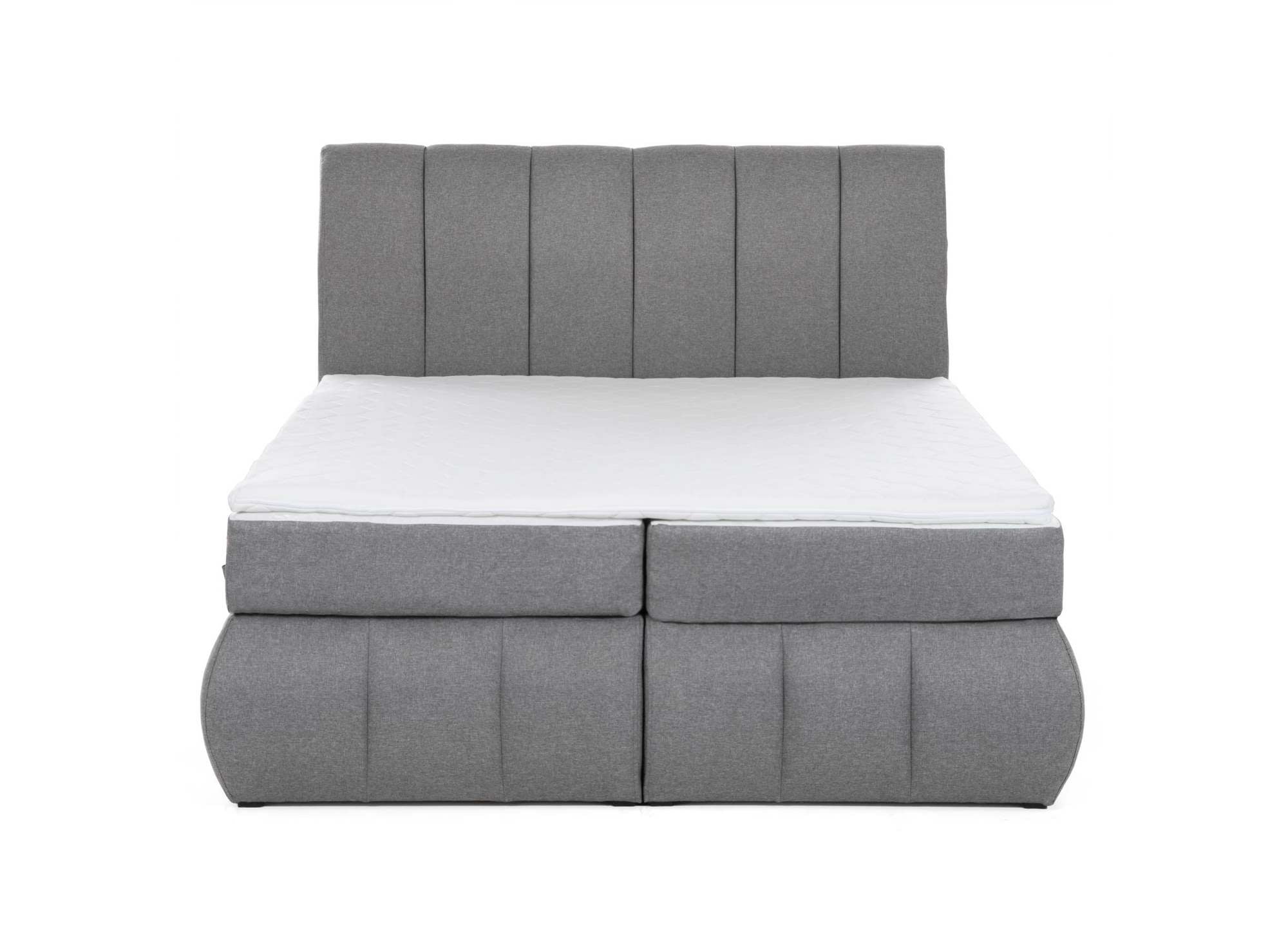 Cama con somier de 160x200 con compartimento de almacenaje en tela gris - VALERIA