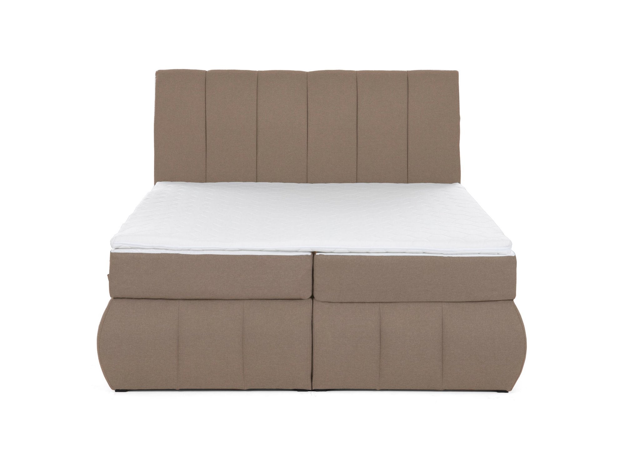 Cama con somier de 160x200 con compartimento de almacenaje en tela color beige moca - VALERIA