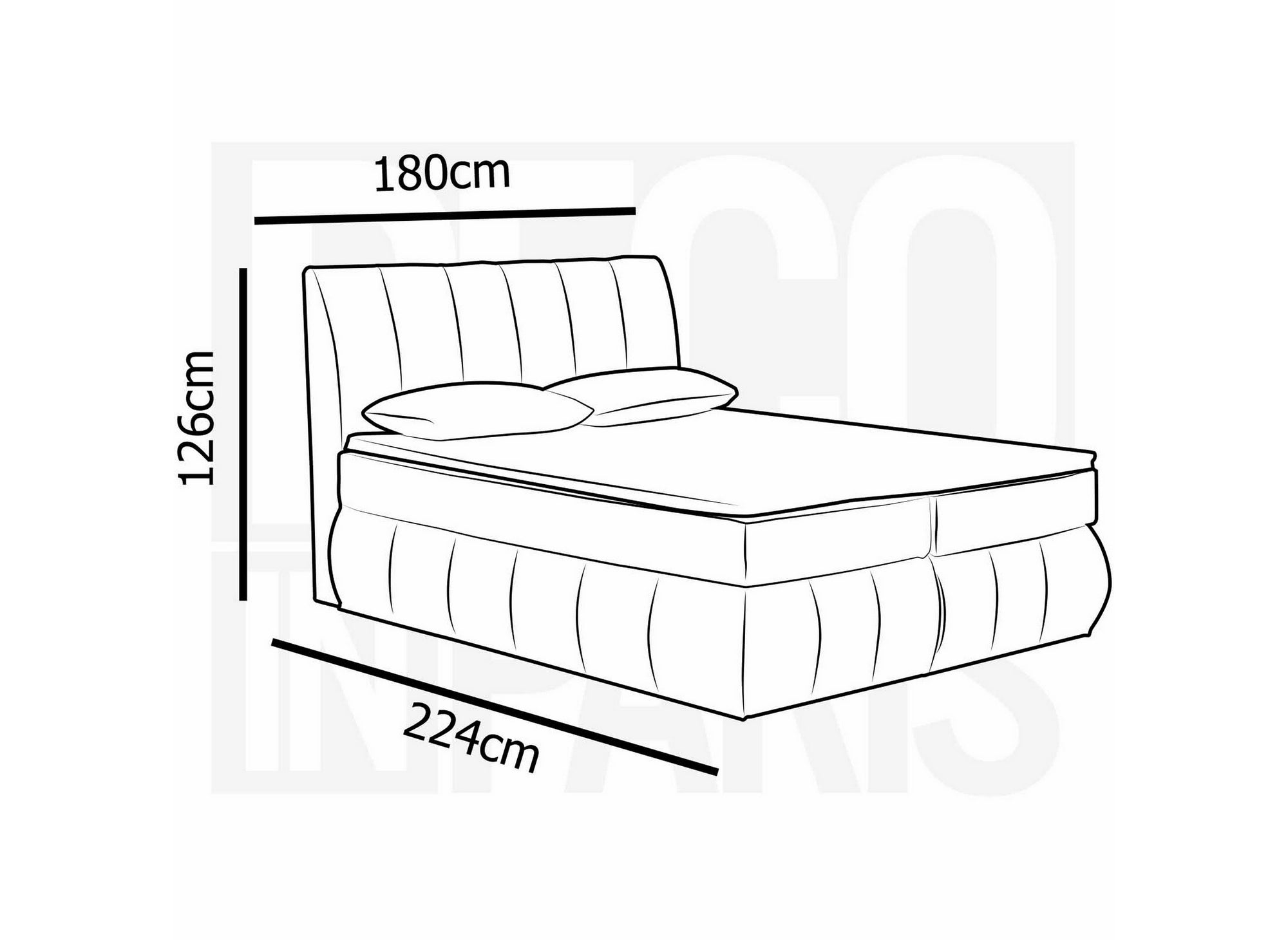Cama con somier de 180x200 con compartimento de almacenaje en terciopelo gris - VALERIA